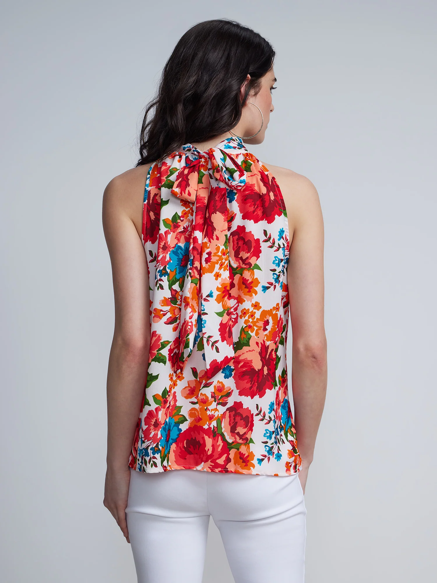 Floral Bow-Back Halter Neck Top - Image 3
