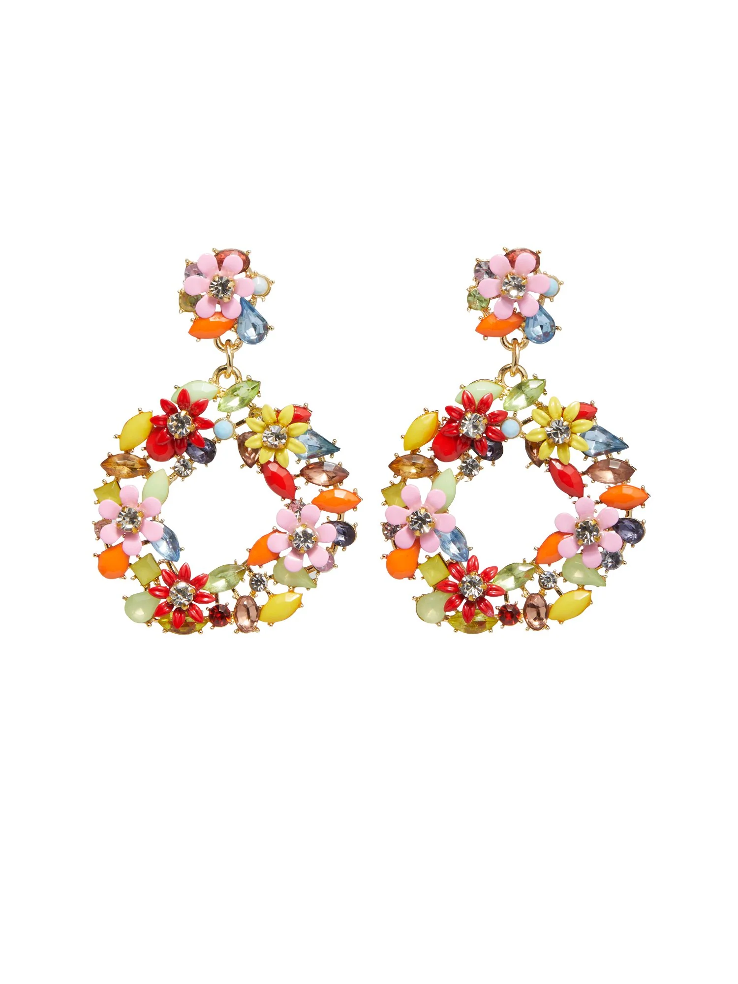 Floral Circle Drop Earrings