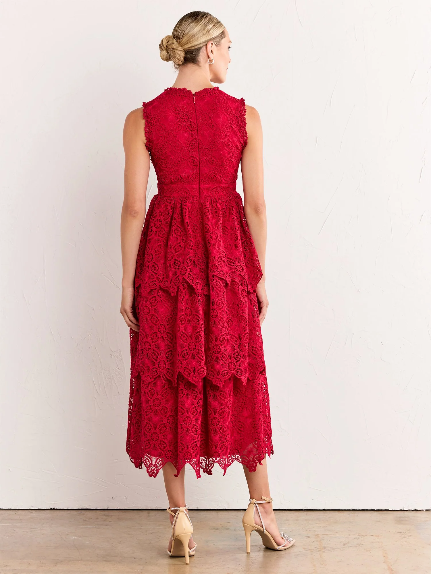 Floral-Crochet Tiered Midi Dress - Just Me - Image 5
