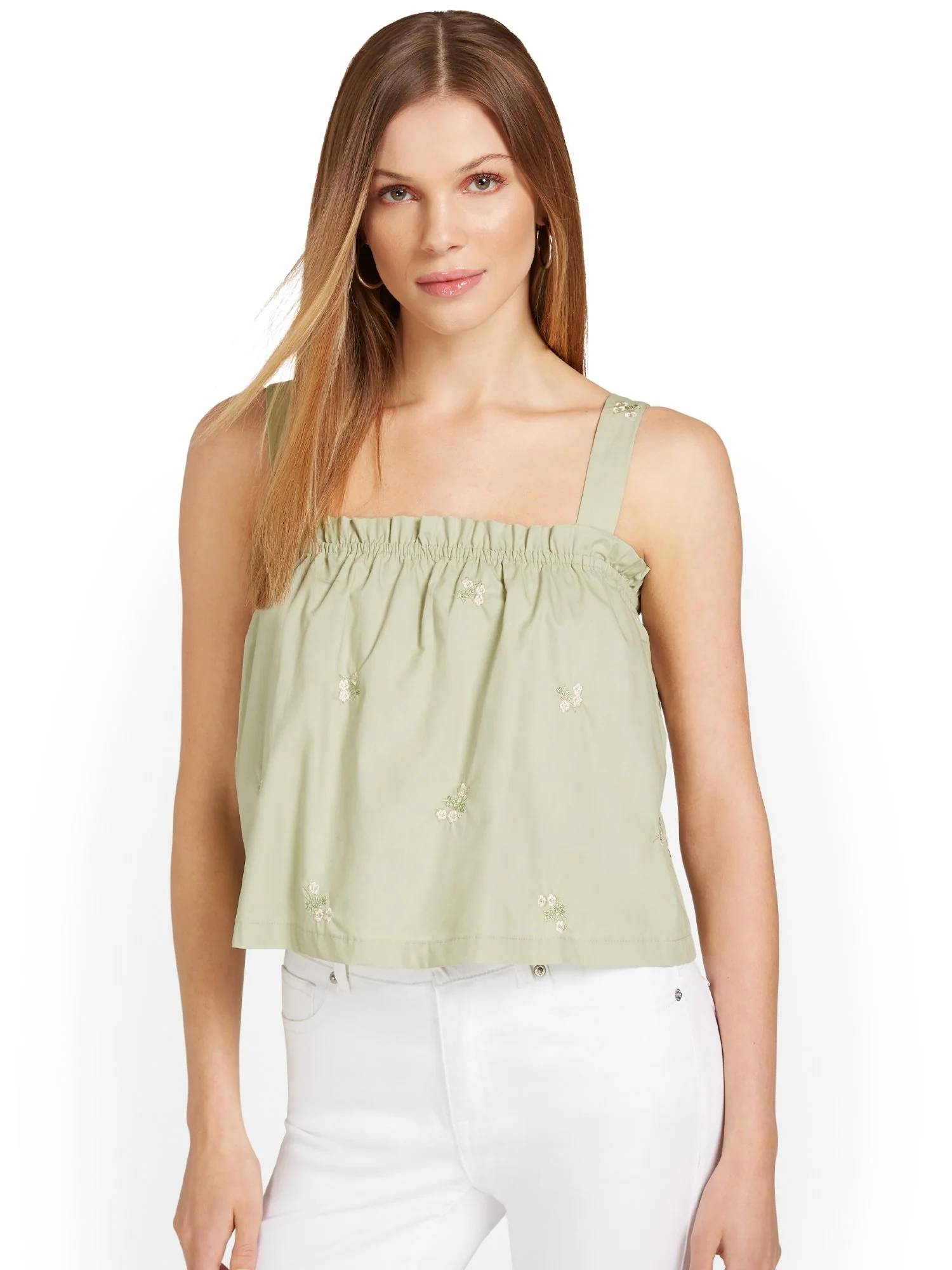 Moodie Floral-Embroidered Sleeveless Poplin Top - Brands We Love - Image 2