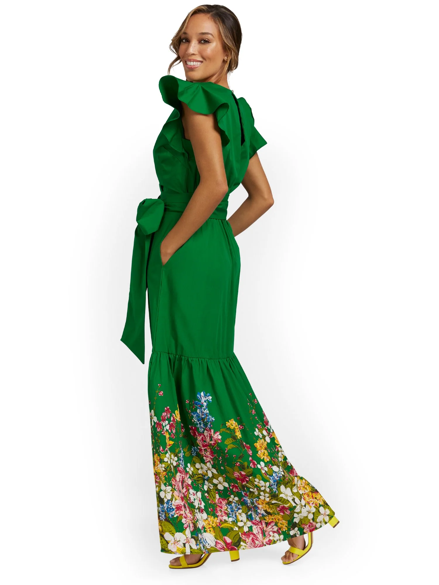 Floral Flutter-Sleeve Maxi Dress - Image 2