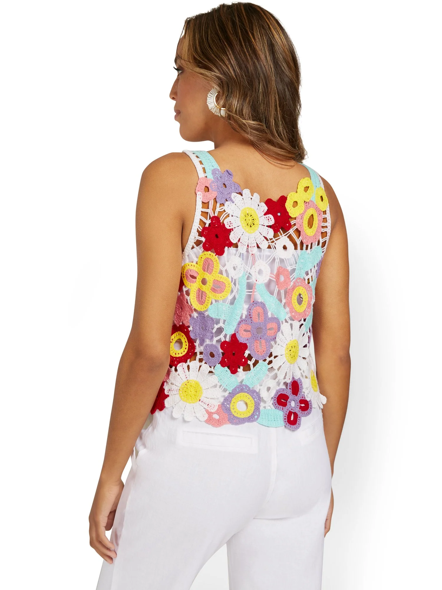 Floral Open-Weave Crochet Top - Image 3