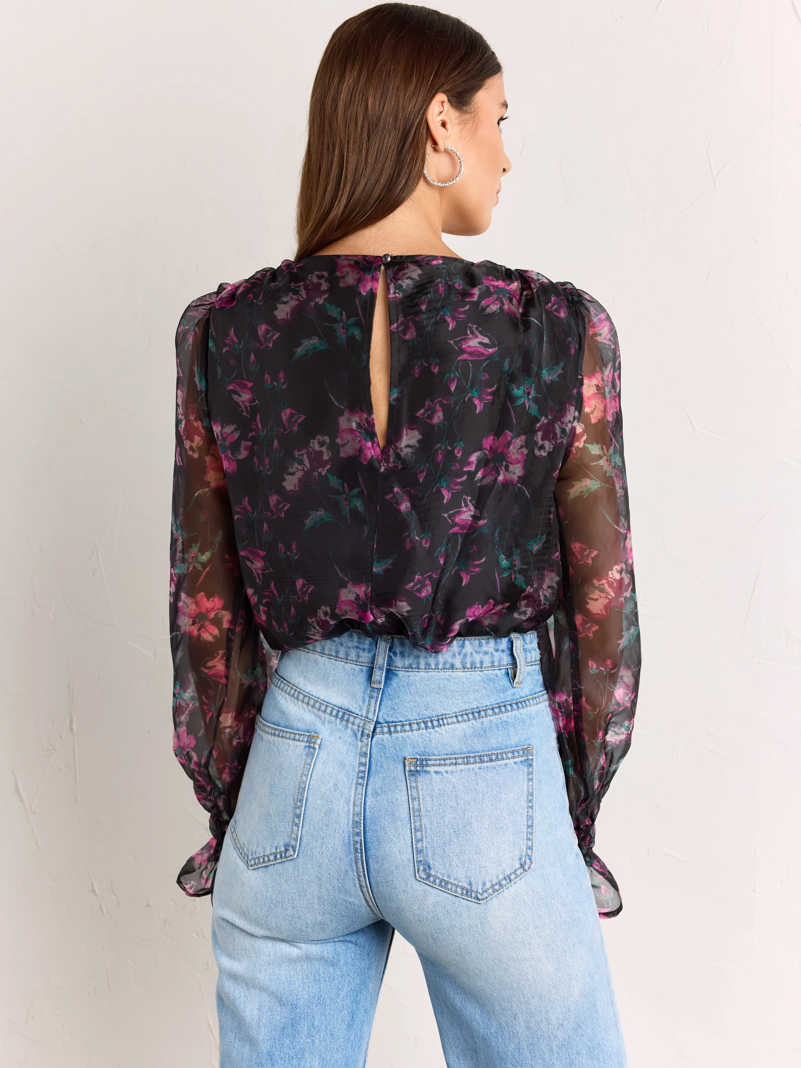 Floral Organza Wrap Bodysuit - Dee Elly - Image 4