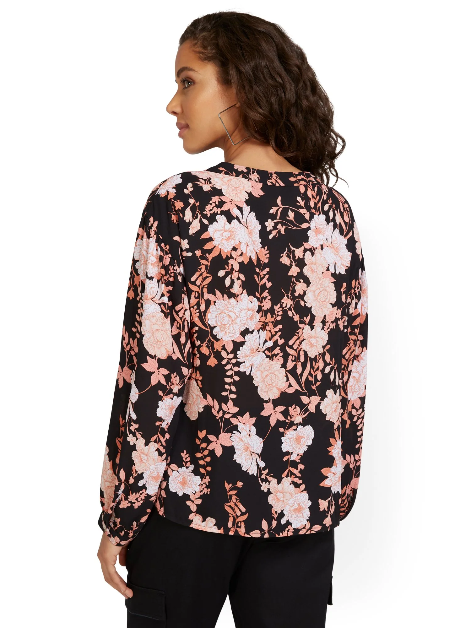Floral-Print Balloon-Sleeve Top - Image 3