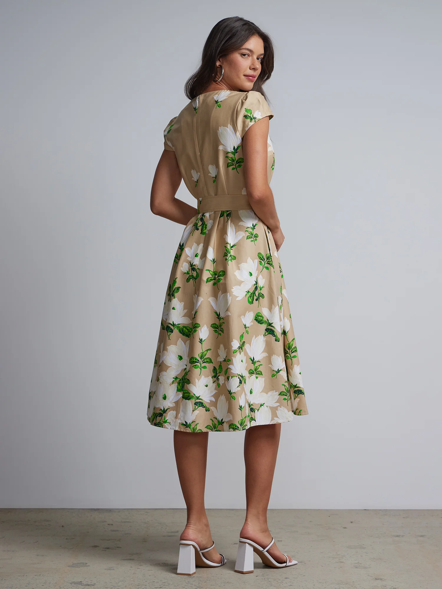 Floral-Print Belted Flare Dress - Image 3