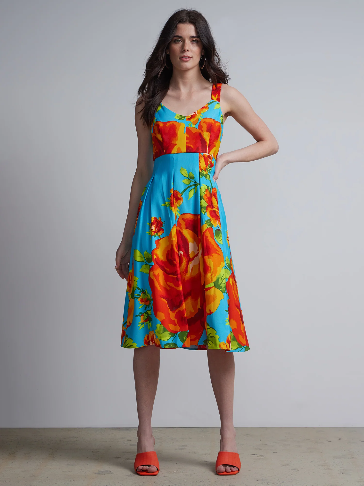 Floral-Print Flare Dress