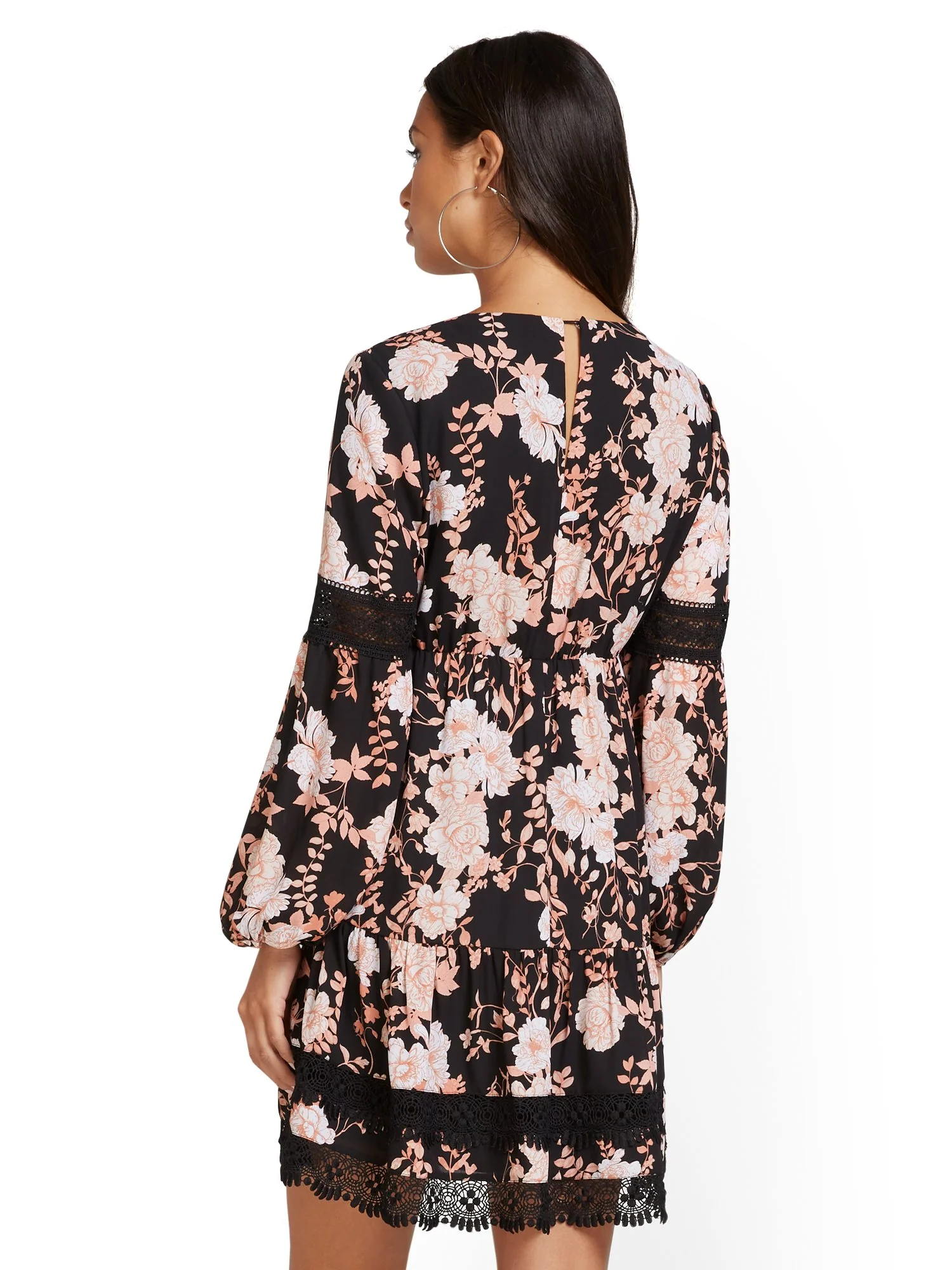 Floral-Print Lace-Inset Dress - Image 3