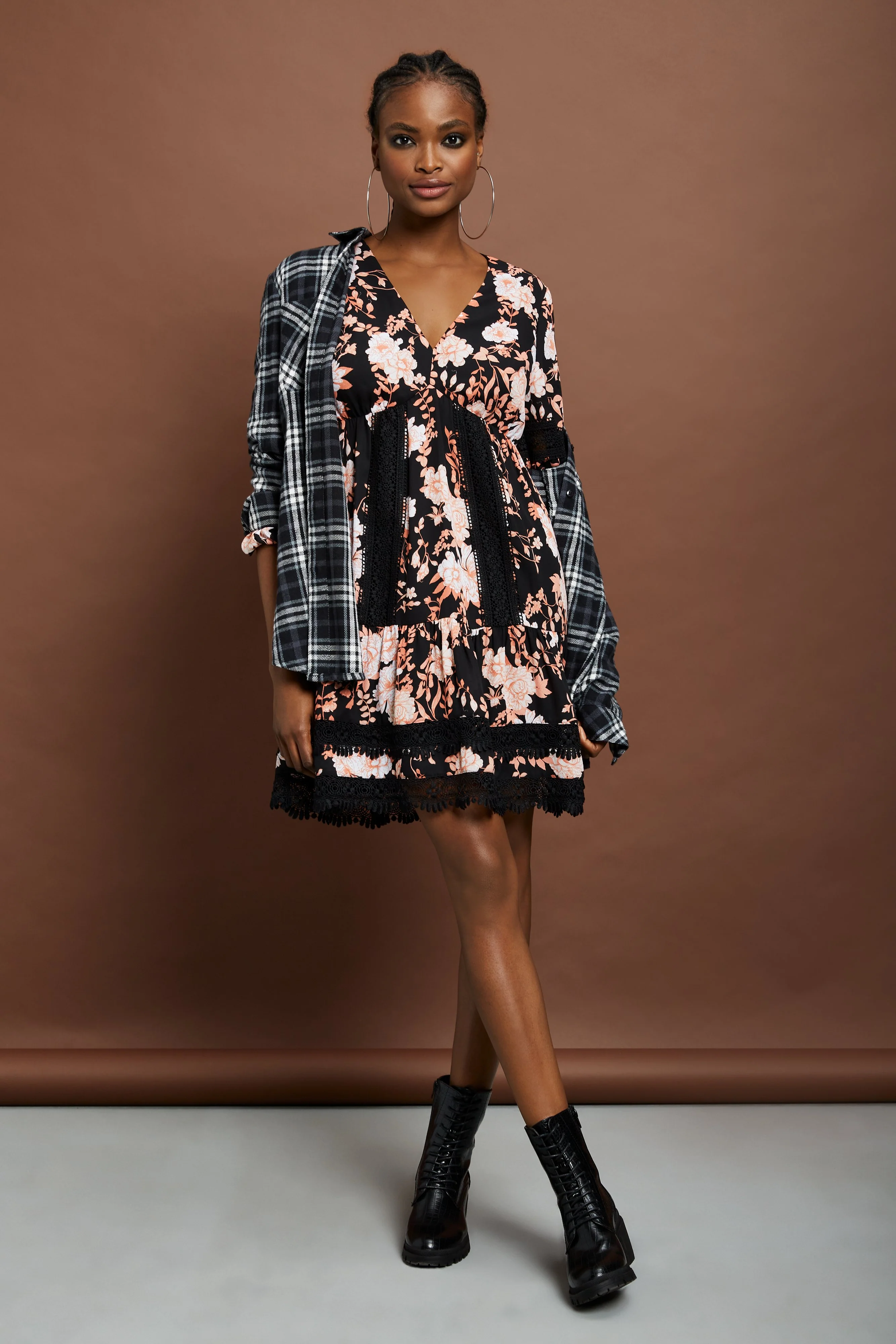 Floral-Print Lace-Inset Dress - Image 5