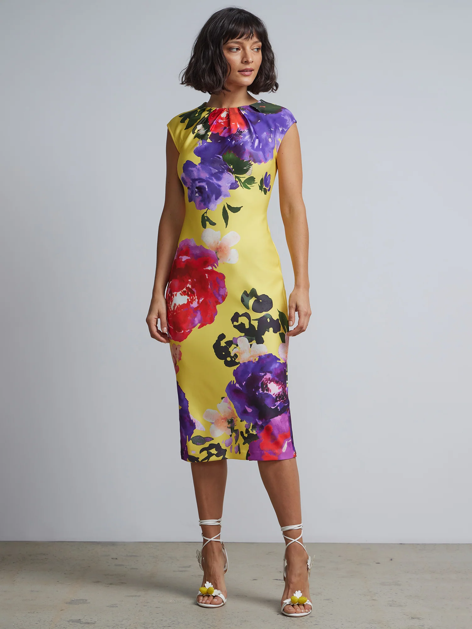 Floral-Print Midi Sheath Dress