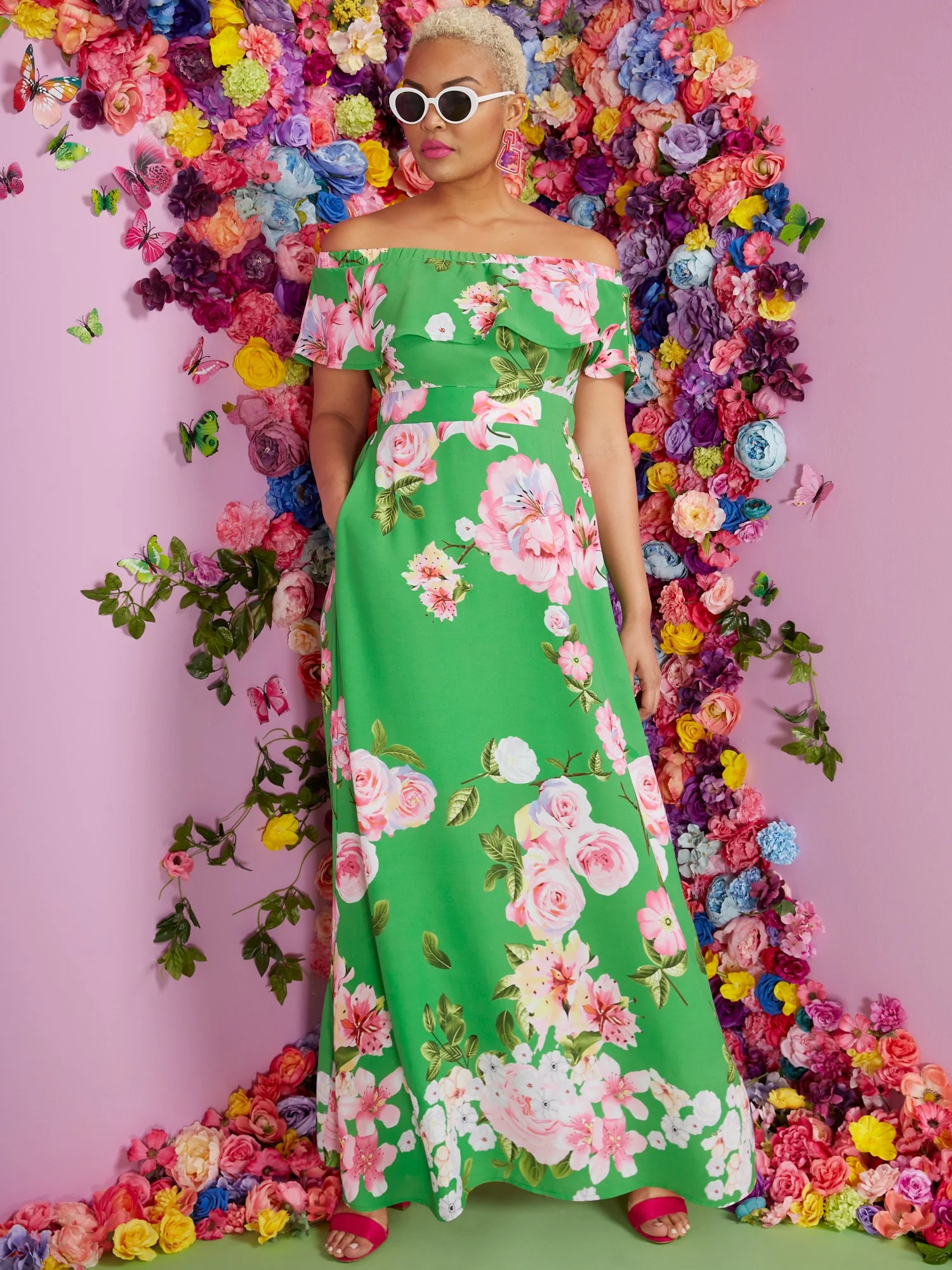 Floral-Print Off-the-Shoulder Ruffle-Top Maxi Dress - Image 2