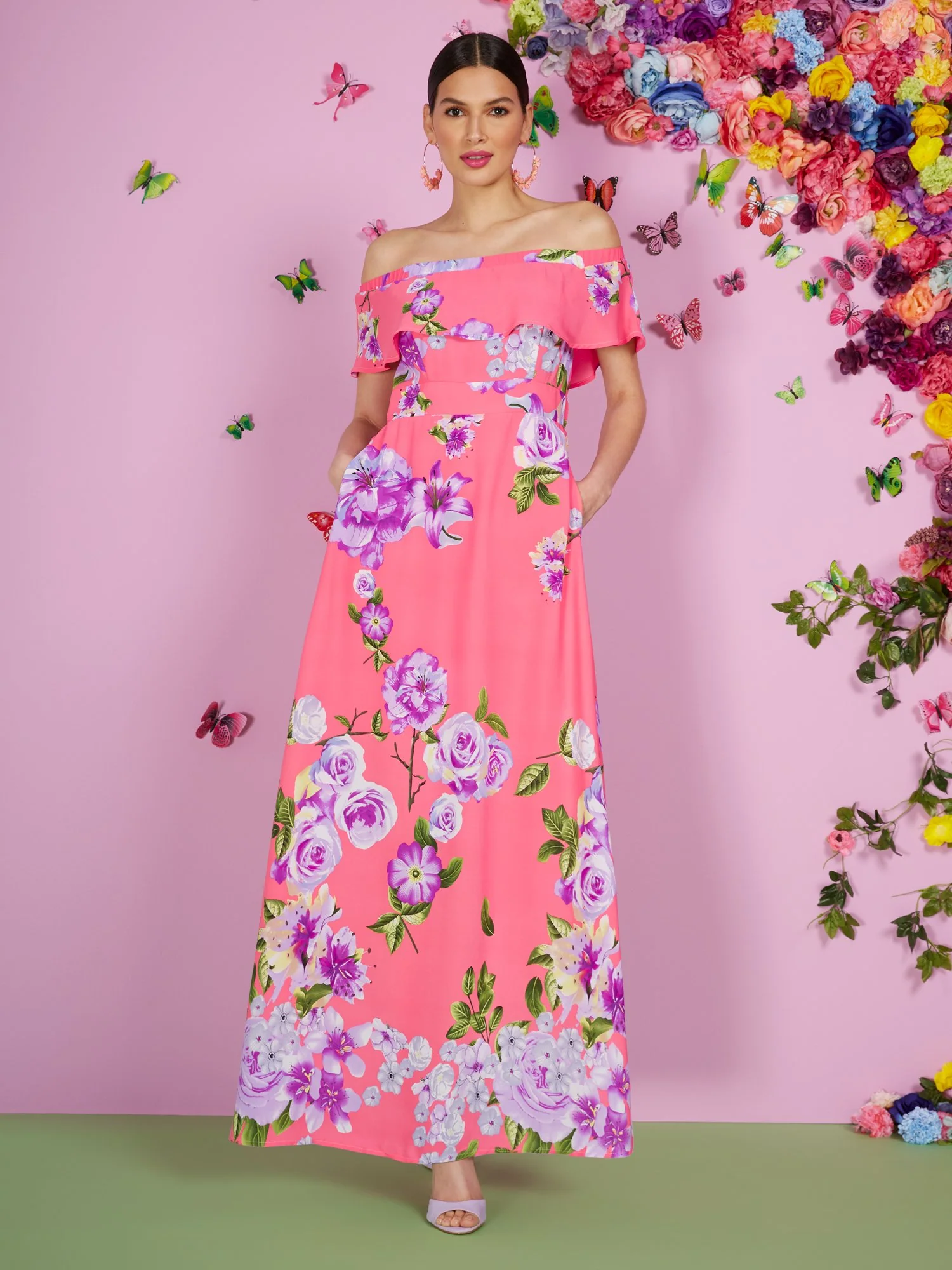 Floral-Print Off-the-Shoulder Ruffle-Top Maxi Dress - Image 5