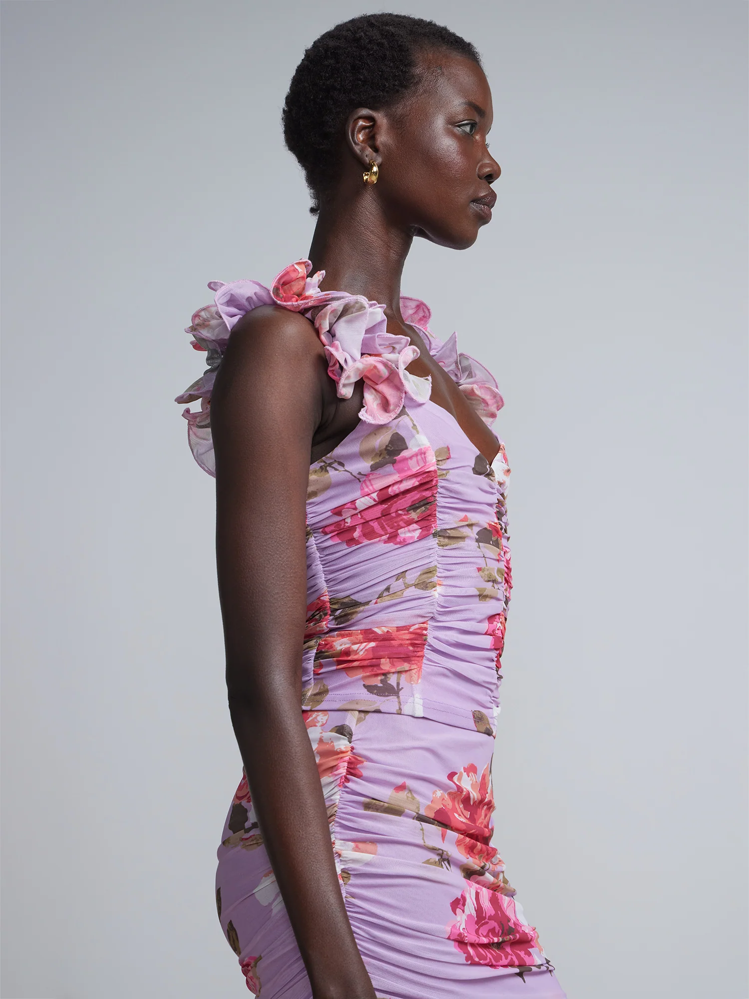 Floral-Print Organza Ruffle-Strap Top - Image 2