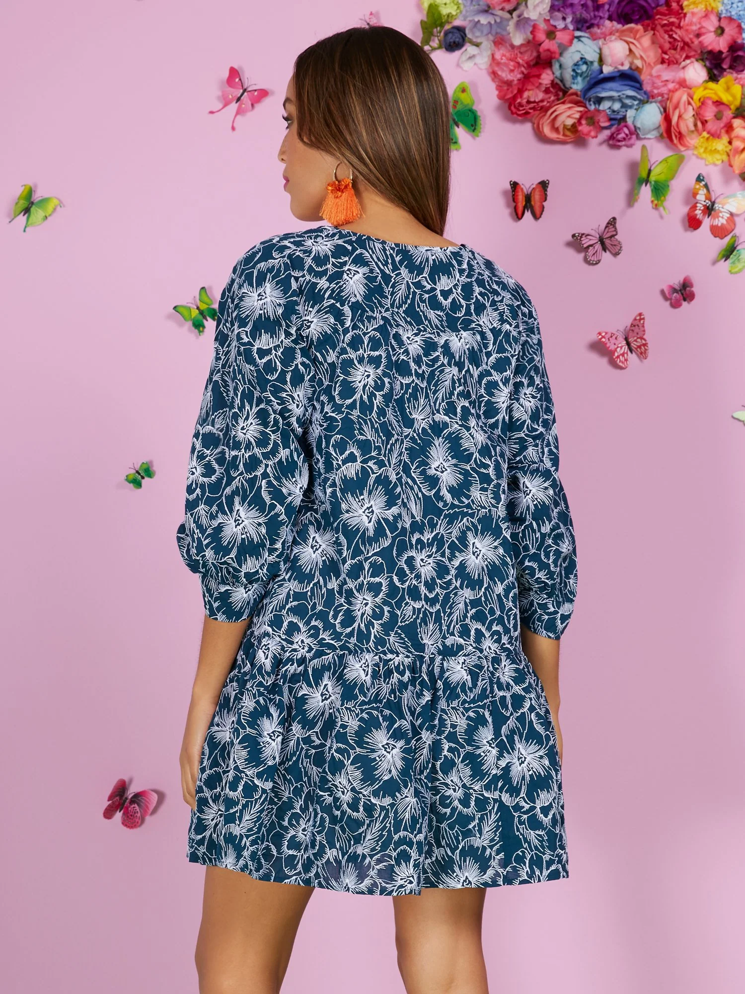 Floral-Print Outline Tiered Babydoll Dress - Image 10