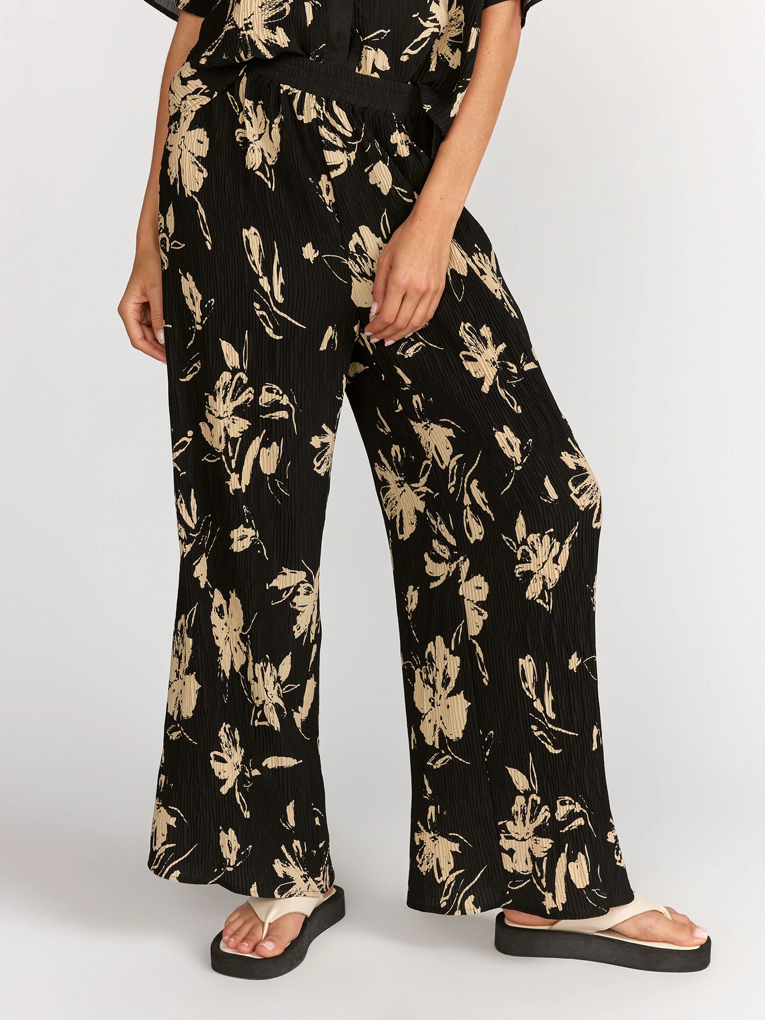 Lena Floral Printed Shirred Smocked Waist Wide Leg Pant - Brands We Love