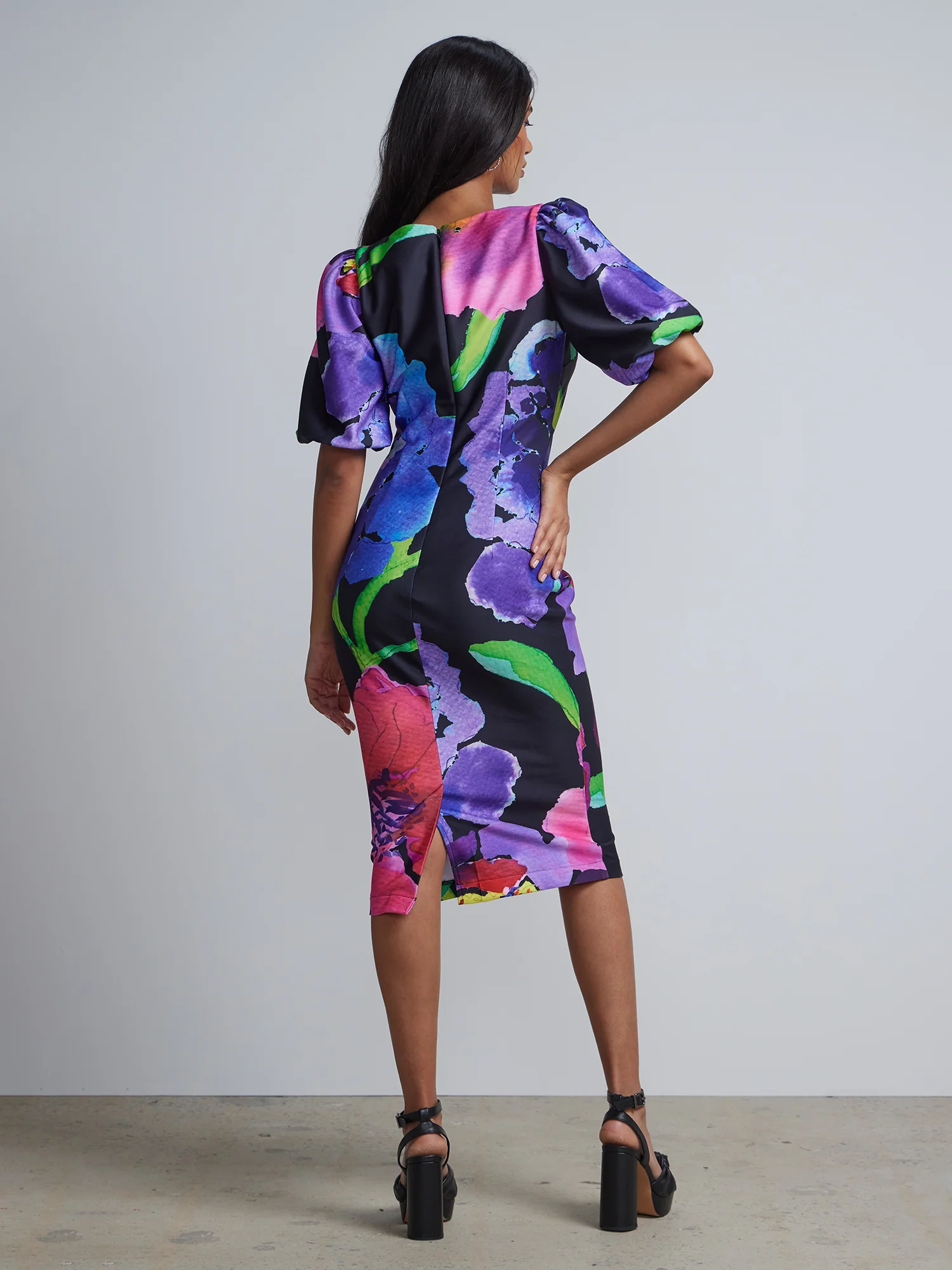 Floral-Print Puff-Sleeve Dress - Image 3