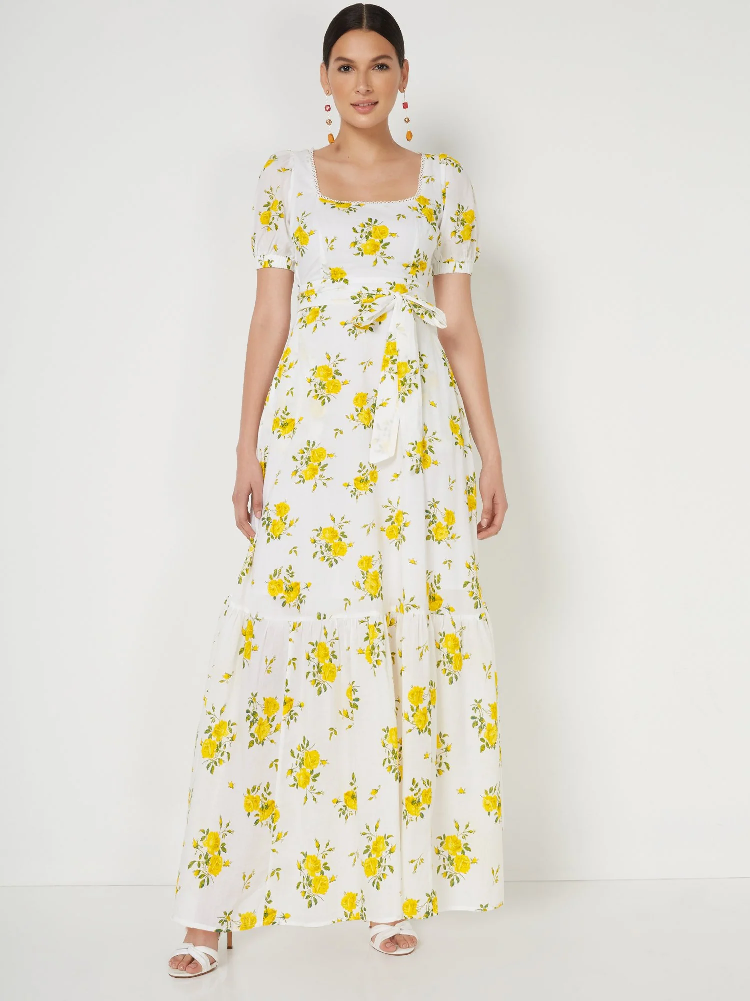 Floral-Print Square-Neck Puff-Sleeve Maxi Dress - Image 2