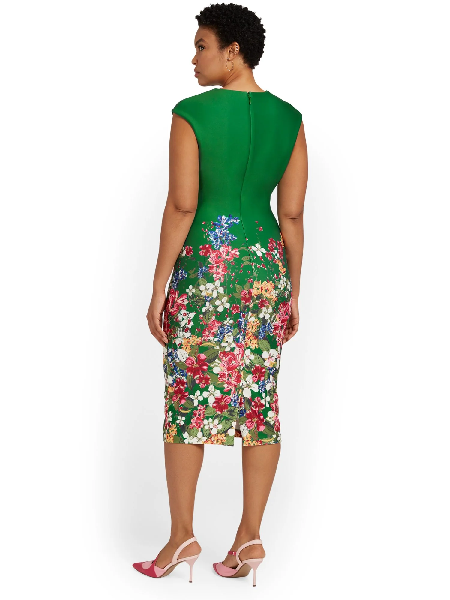 Floral-Print V-Neck Sheath Dress - Image 3