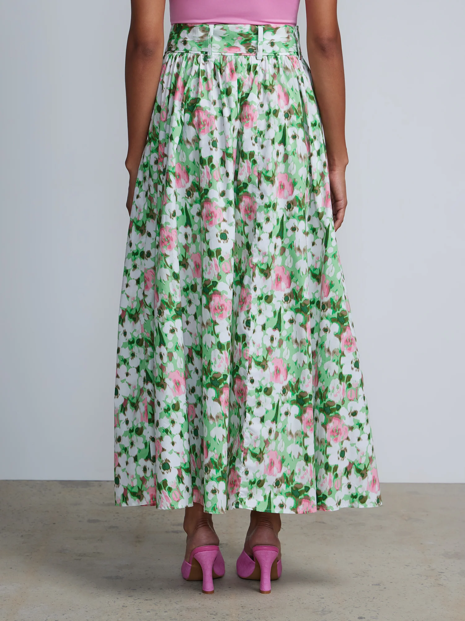 Belted Floral Print Maxi Skirt - Image 3