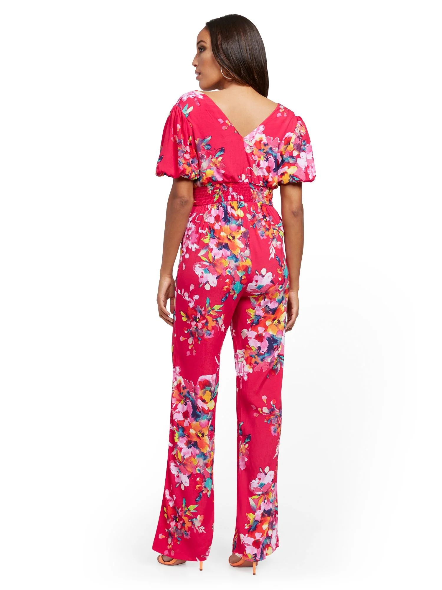 Floral Puff-Sleeve Jumpsuit - Image 3