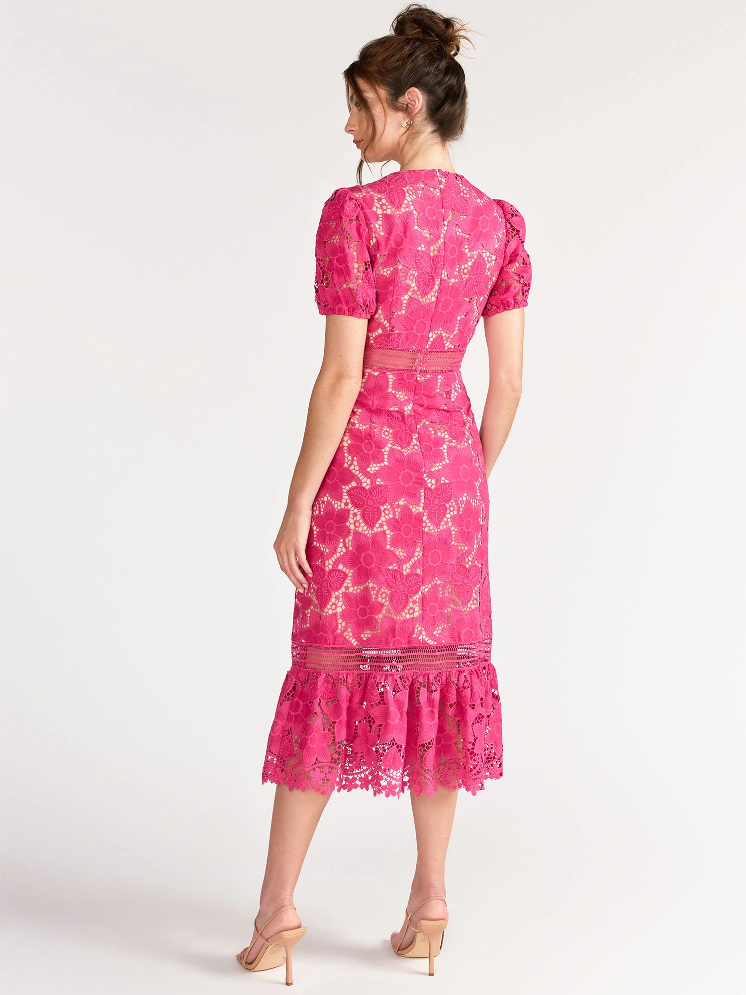Just Me Floral Puff Sleeves Ruffle Mesh Lace Dress - Brands We Love - Image 4