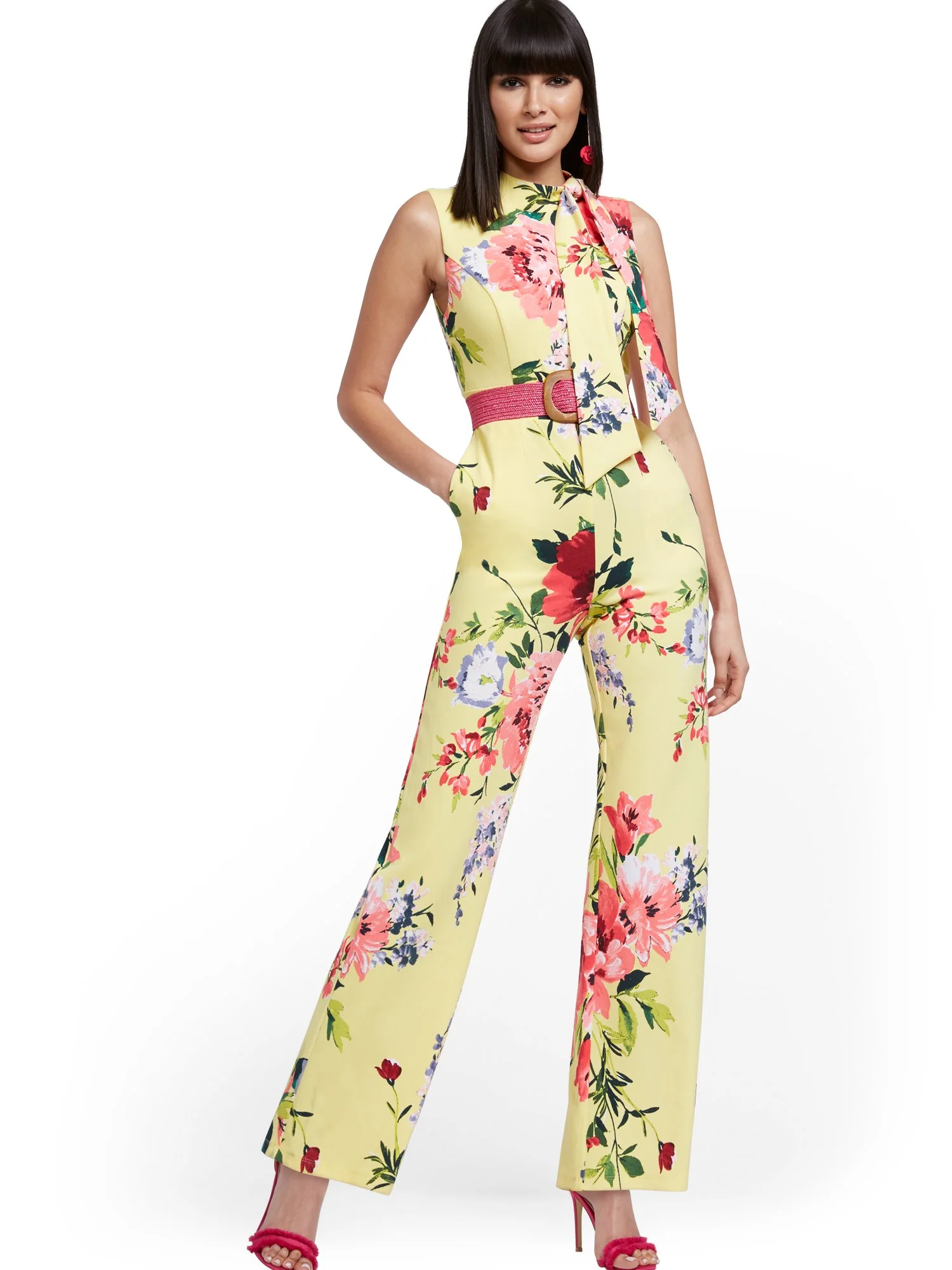 Floral Tie-Neck Jumpsuit - Magic Crepe® - Image 2