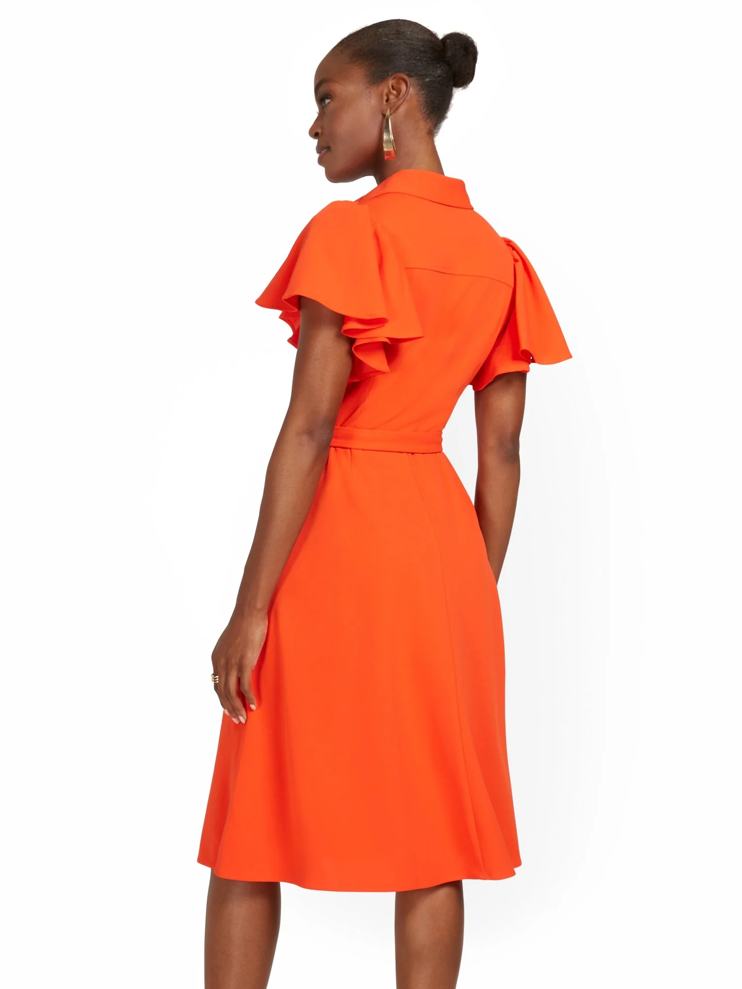 Flounce-Sleeve Shirtdress - Image 3