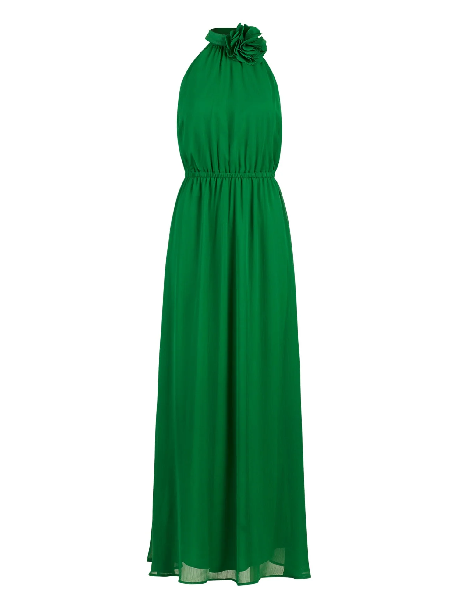 Flower-Accent Halter Maxi Dress