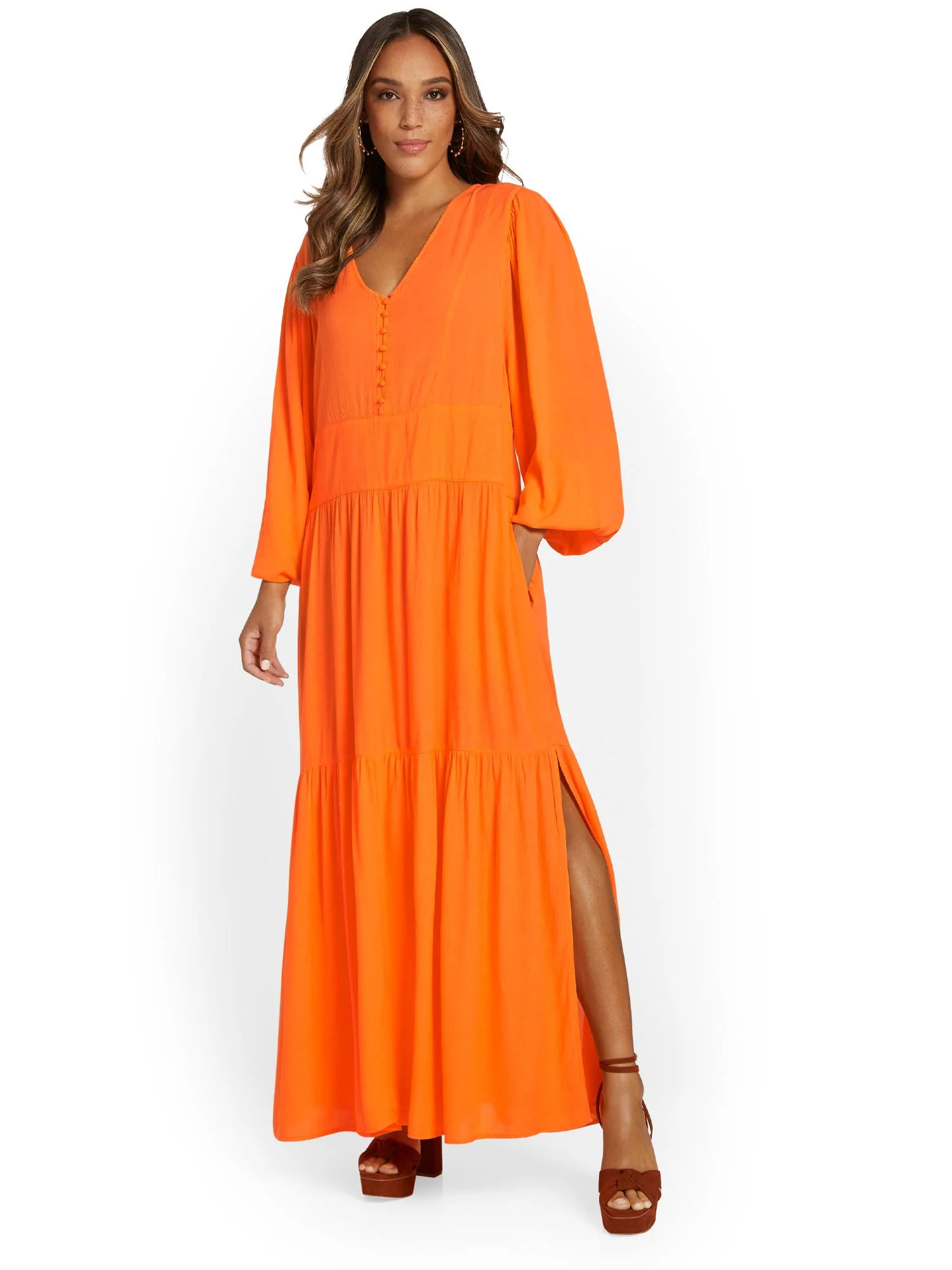 Flowy V-Neck Maxi Dress - Image 2