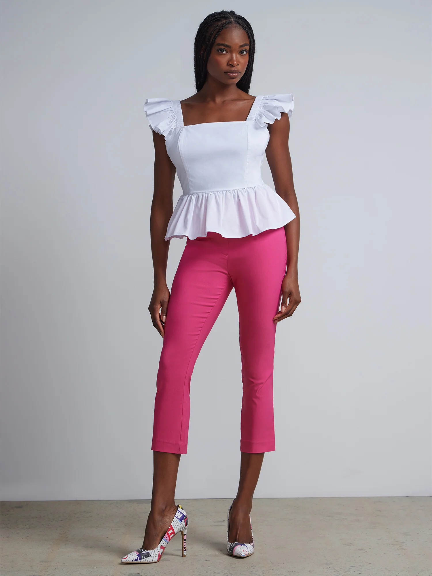 Flutter-Sleeve Back-Bow Peplum Top - Image 4