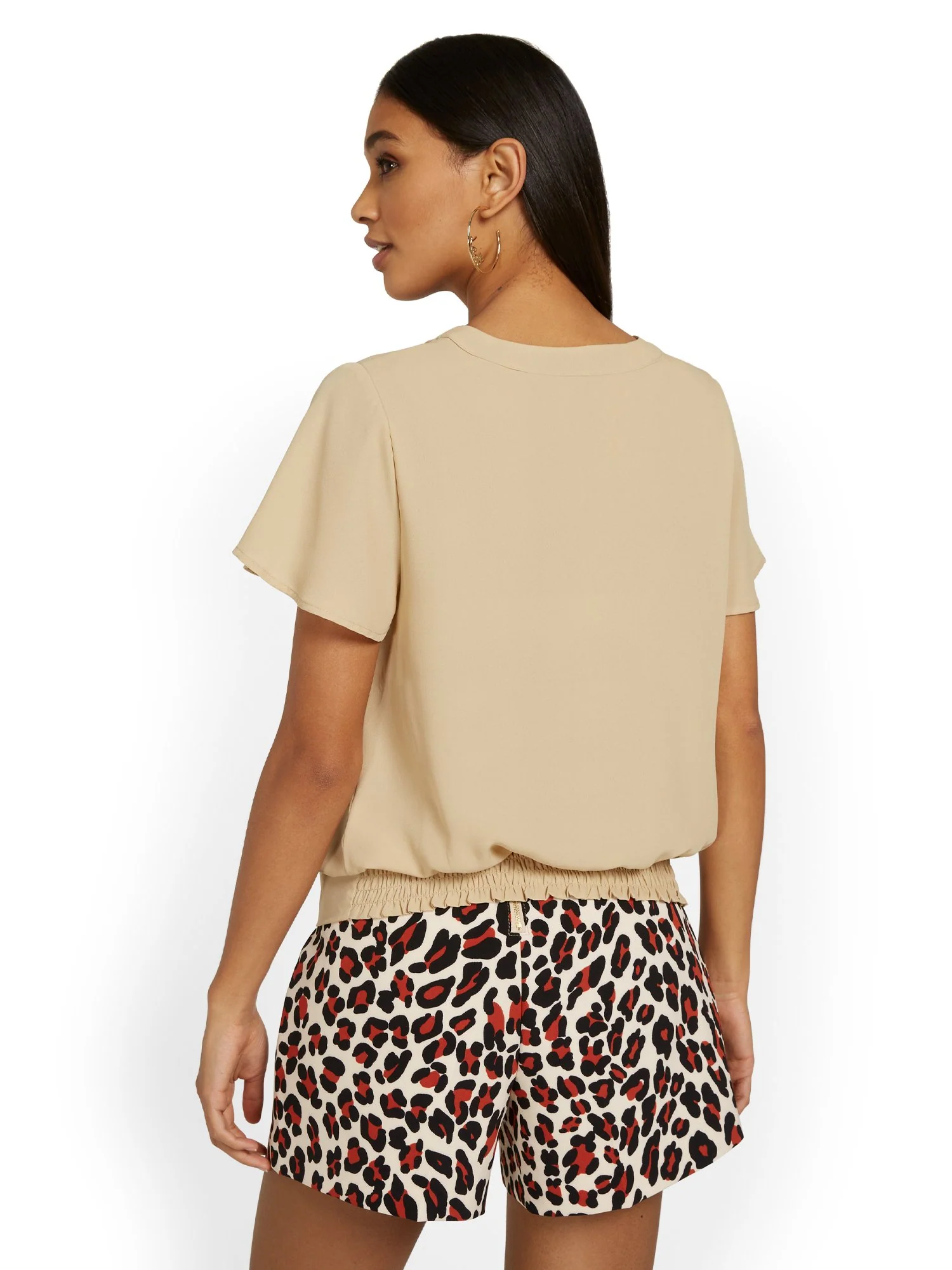 Flutter-Sleeve Banded Blouse - Image 13
