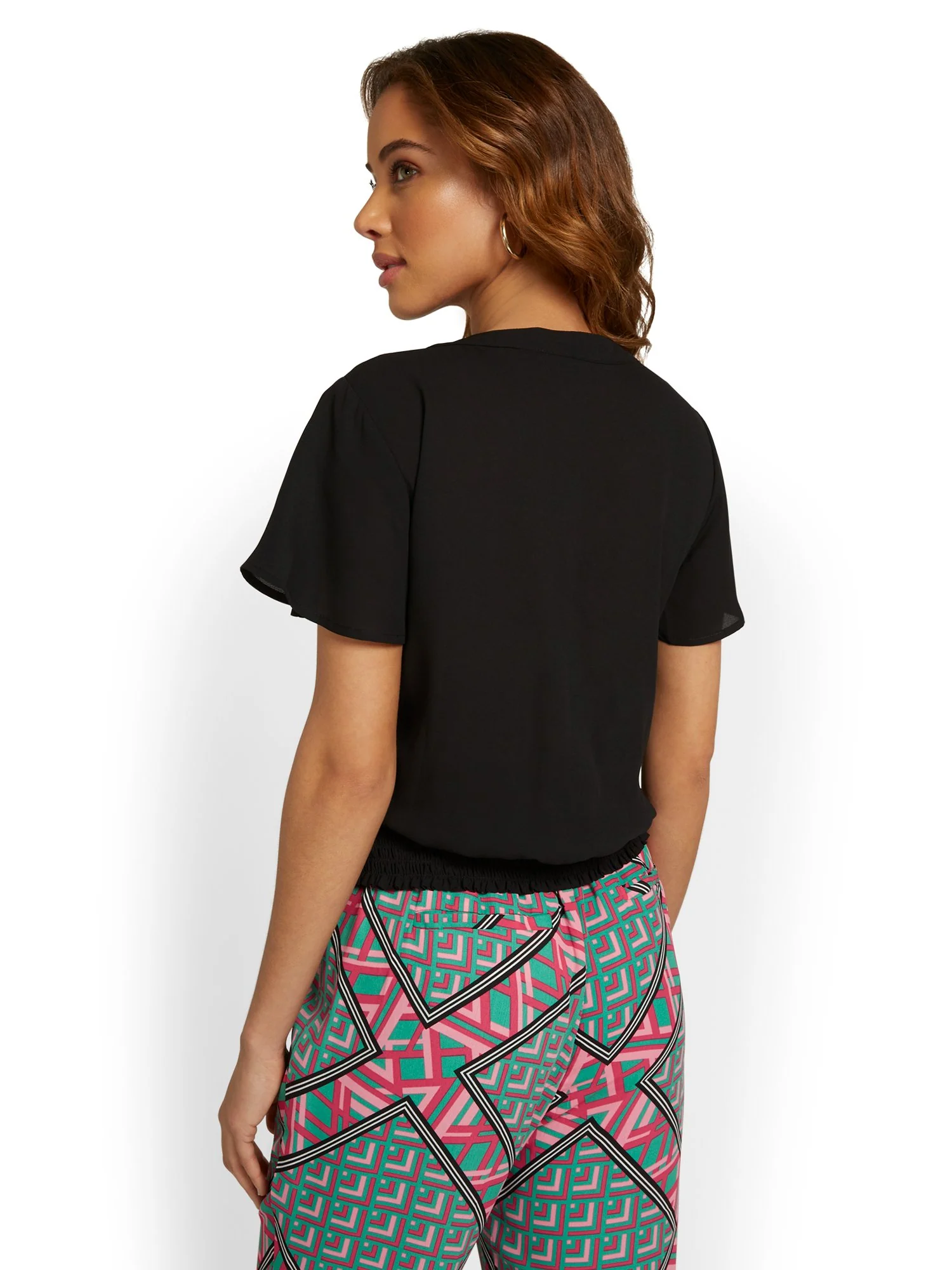 Flutter-Sleeve Banded Blouse - Image 3