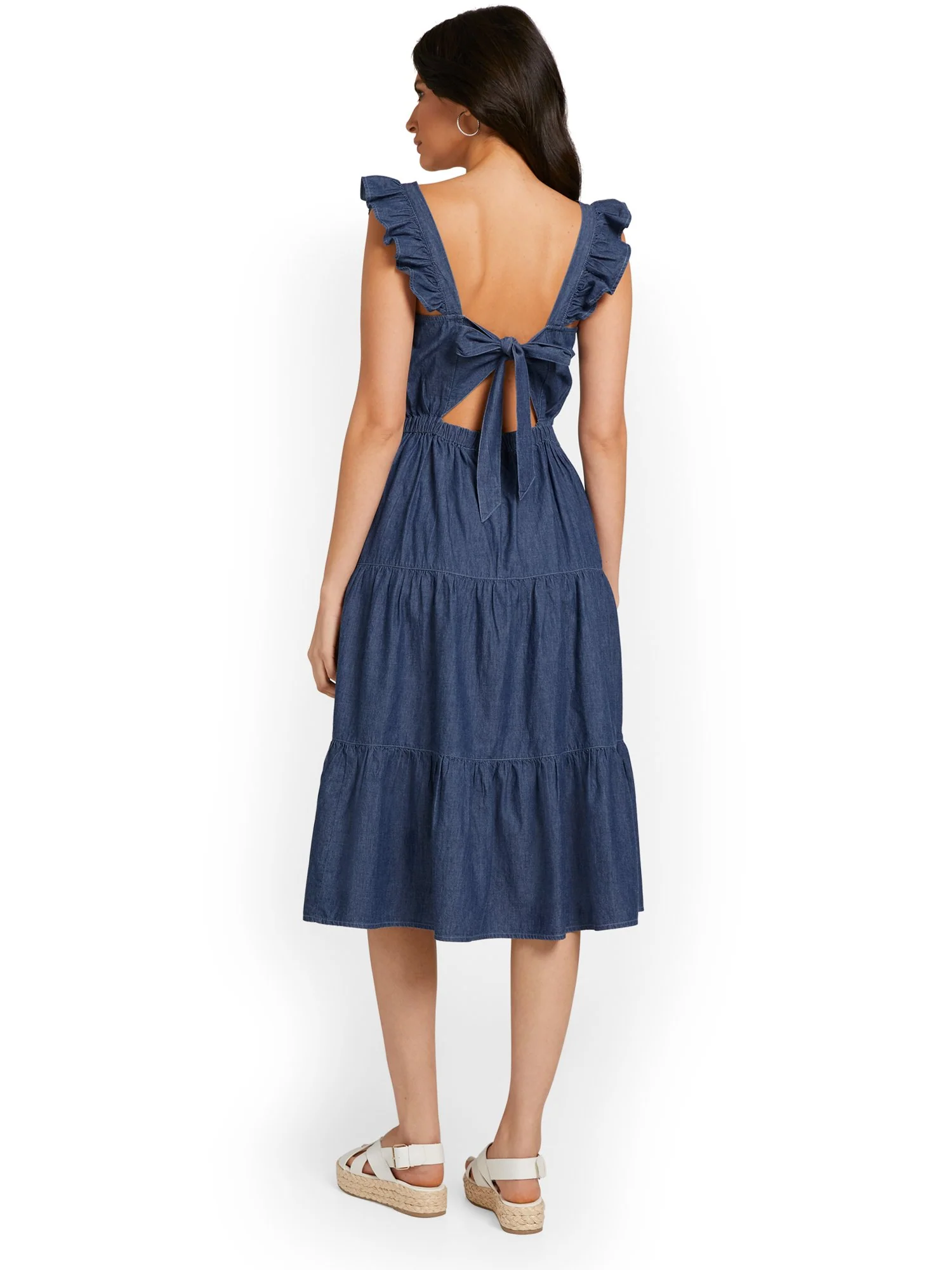 Flutter-Sleeve Chambray Dress - Image 3
