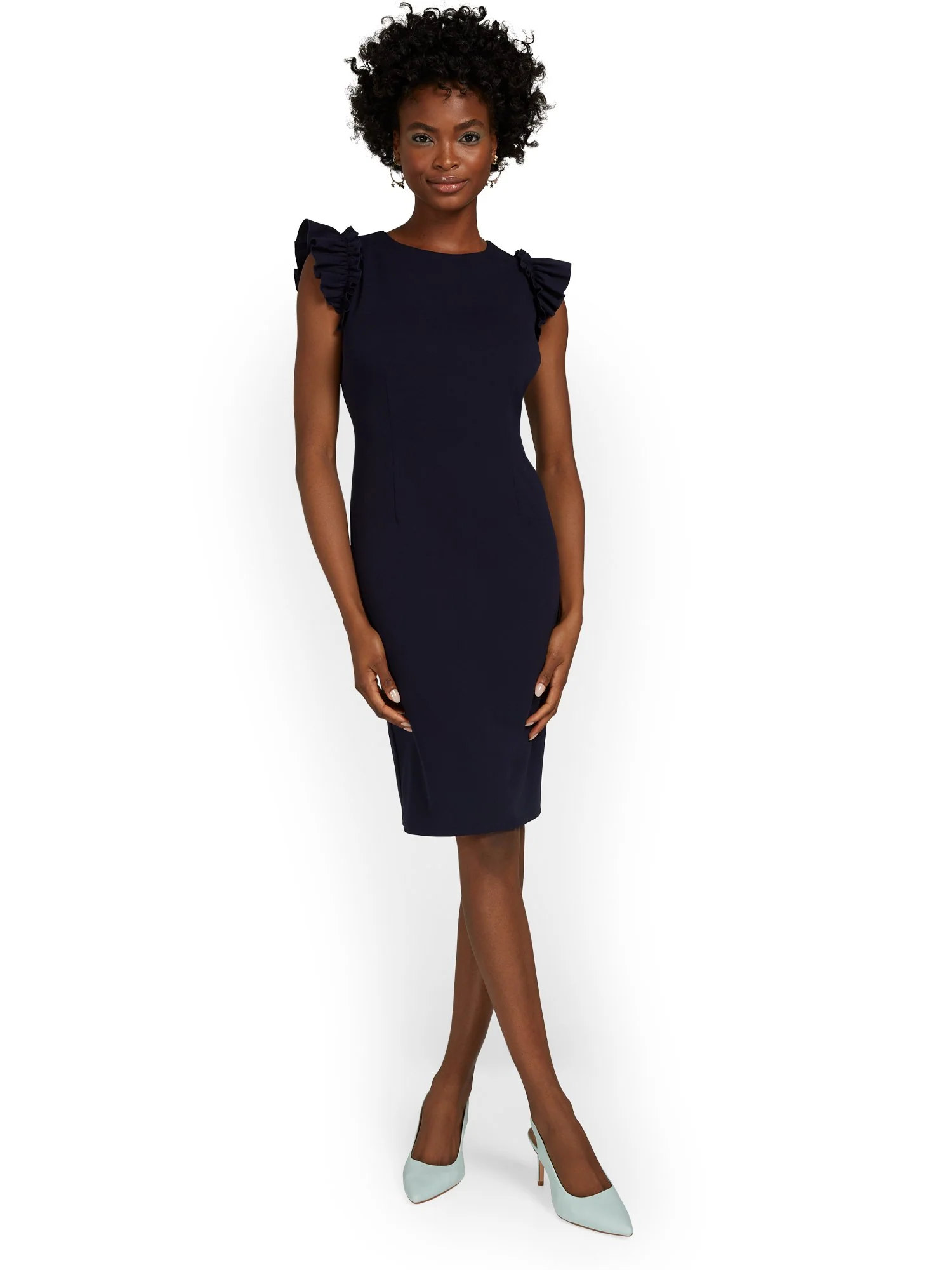 Flutter-Sleeve Sheath Dress - Magic Crepe® - Image 7