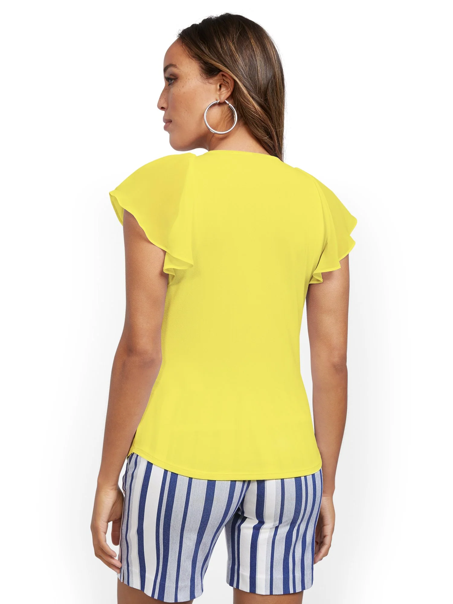Flutter-Sleeve Tie-Front Top - 7th Avenue - Image 21