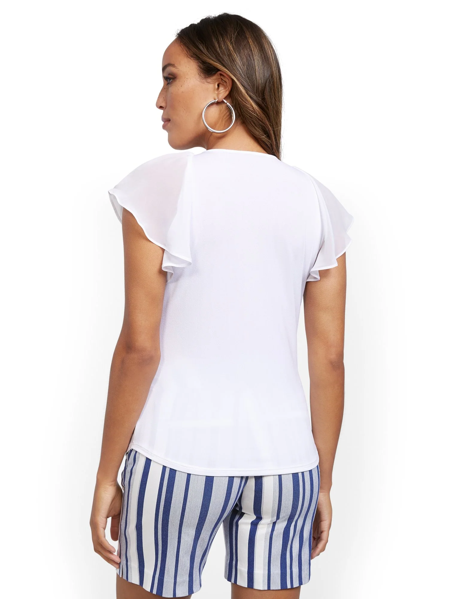 Flutter-Sleeve Tie-Front Top - 7th Avenue - Image 6