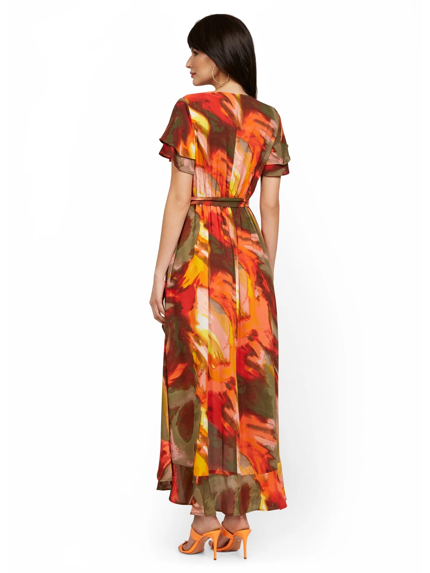Flutter-Sleeve Wrap Maxi Dress - Image 3