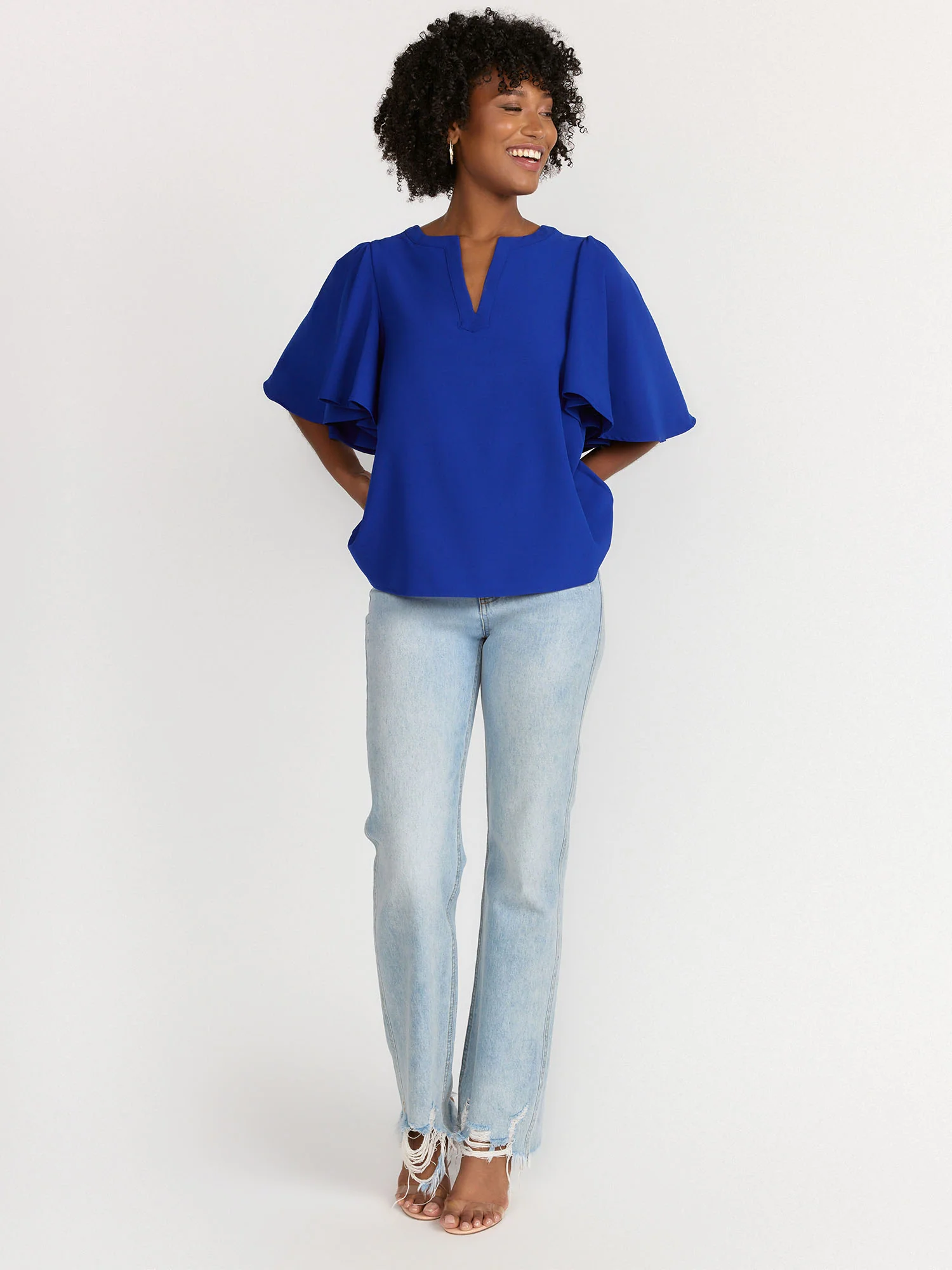Sugarlips Flutter Sleeves V-Neck Blouse - Brands We Love - Image 2