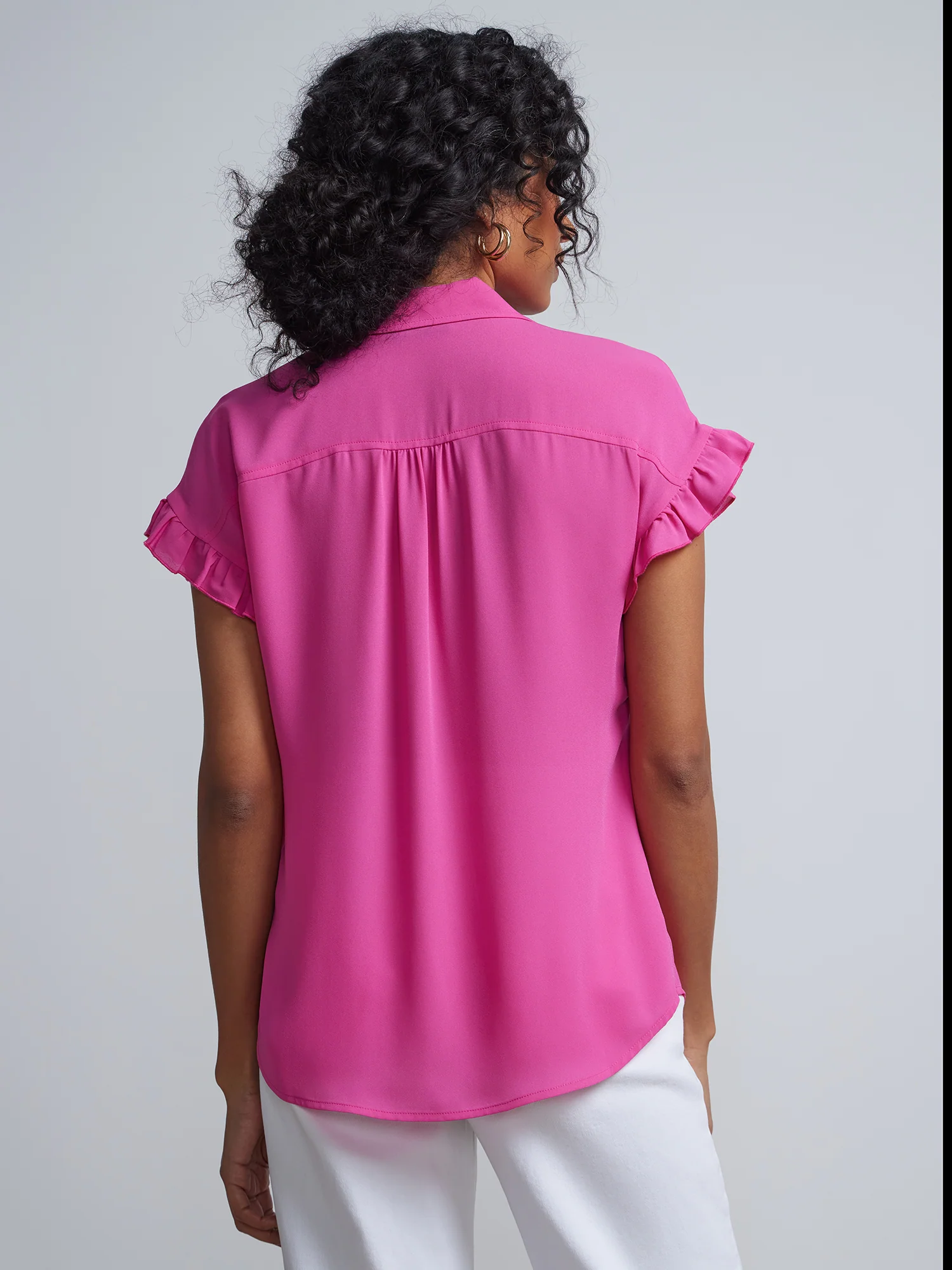 Flutter-Trim Button-Front Blouse - Image 26
