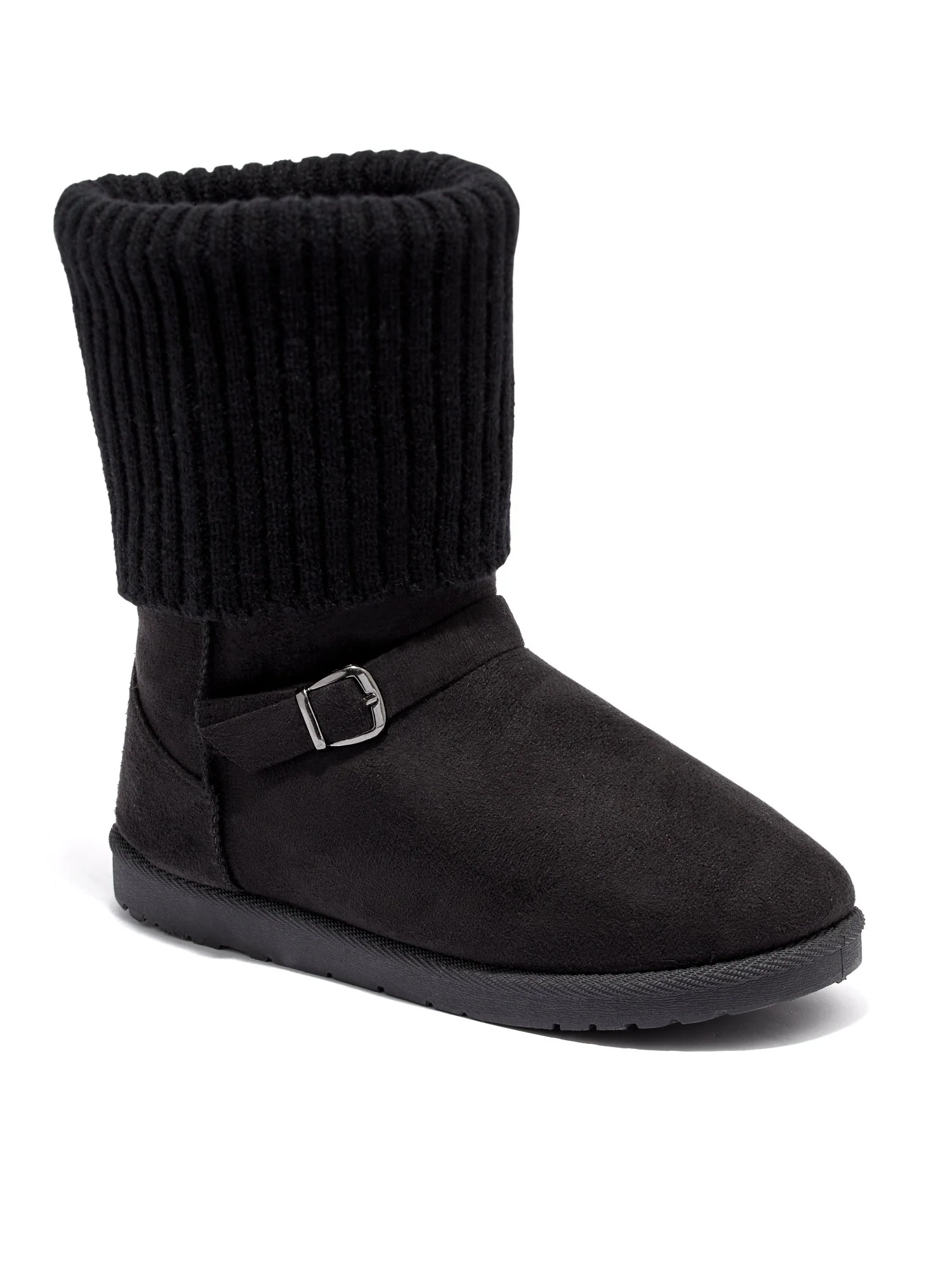 Foldover Knit Cuff Short Buckle Boot - Image 2
