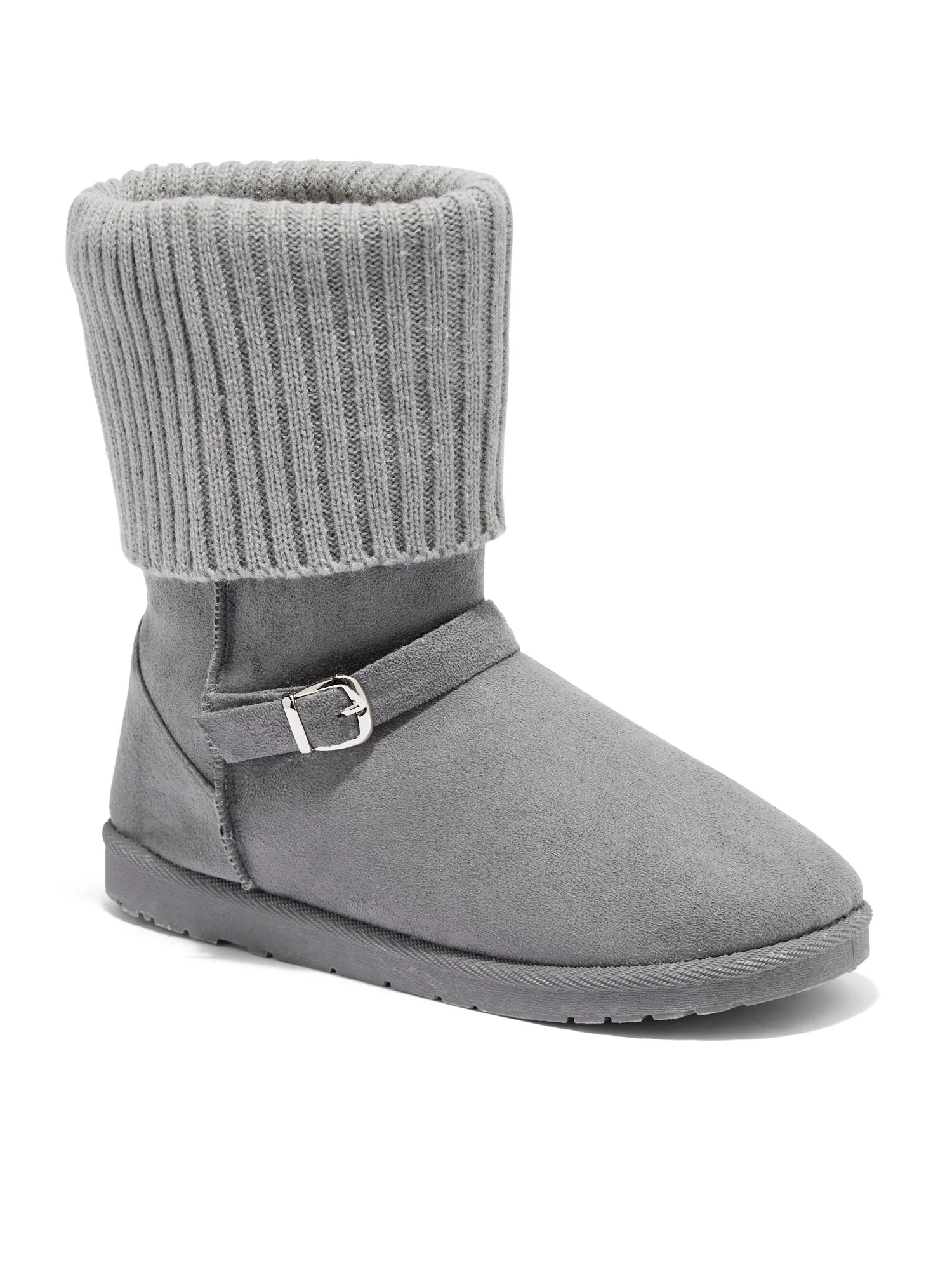 Foldover Knit Cuff Short Buckle Boot - Image 5