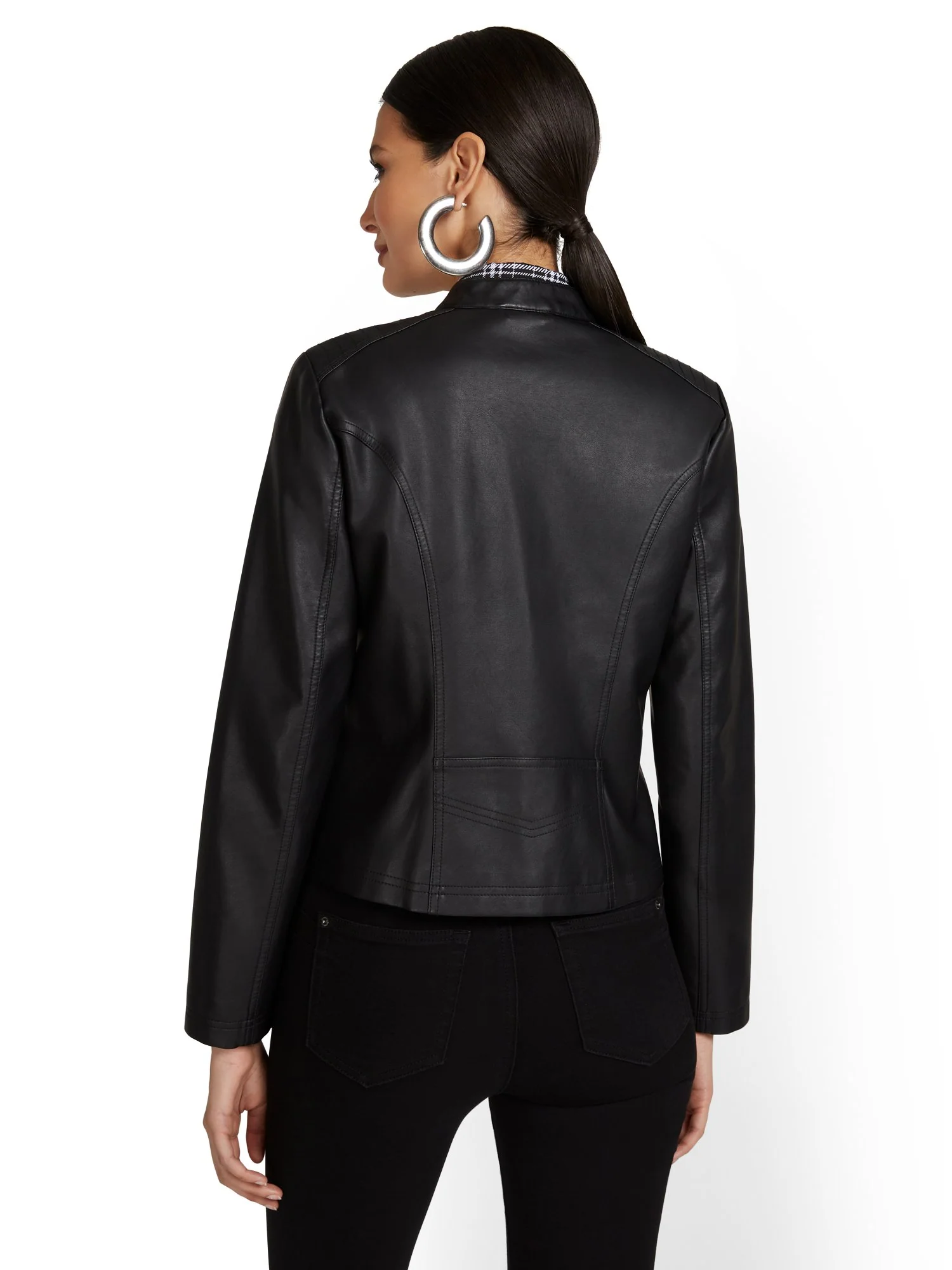 Four-Pocket Faux-Leather Jacket - Image 3