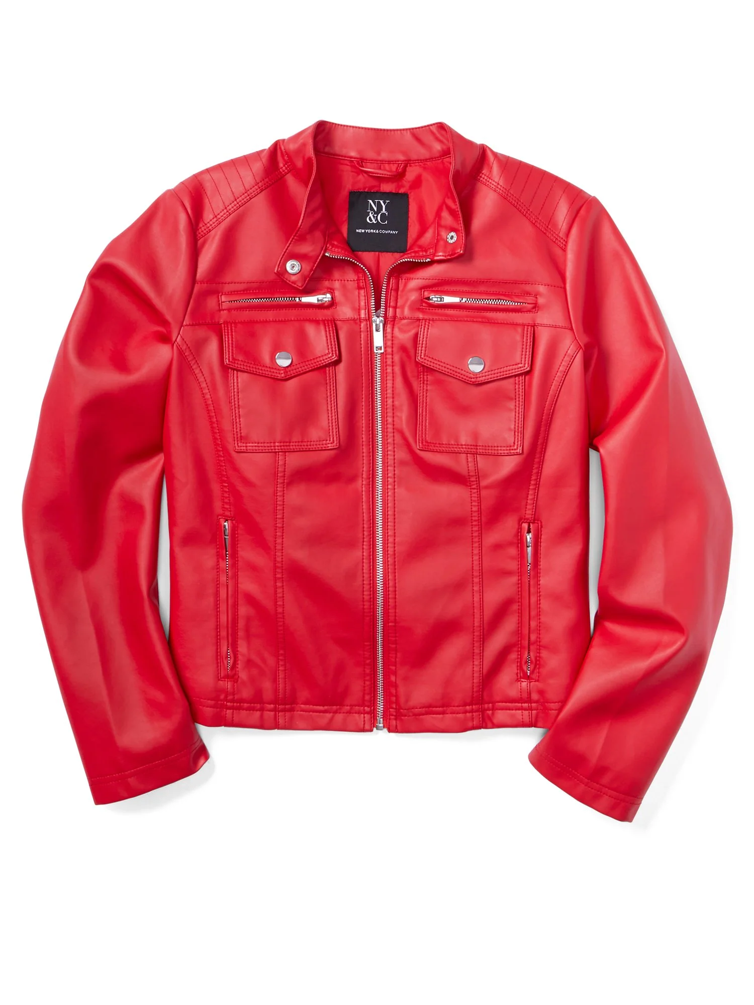 Four-Pocket Faux-Leather Jacket - Image 7