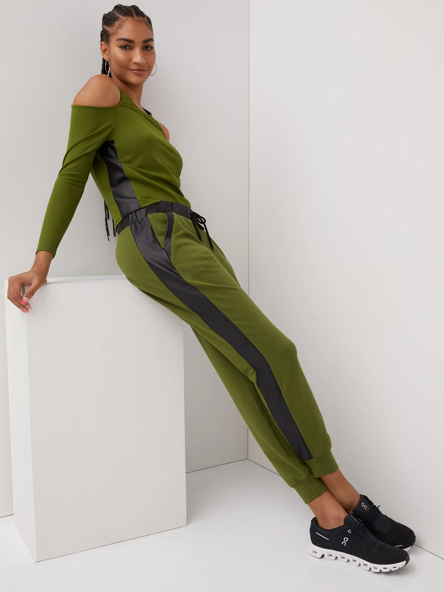 French Terry Faux-Leather Inset Jogger Pant - Image 5