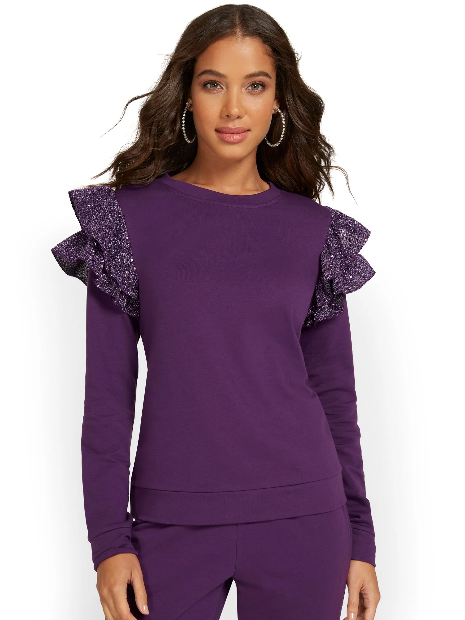 French Terry Ruffle-Detail Pullover - Image 8