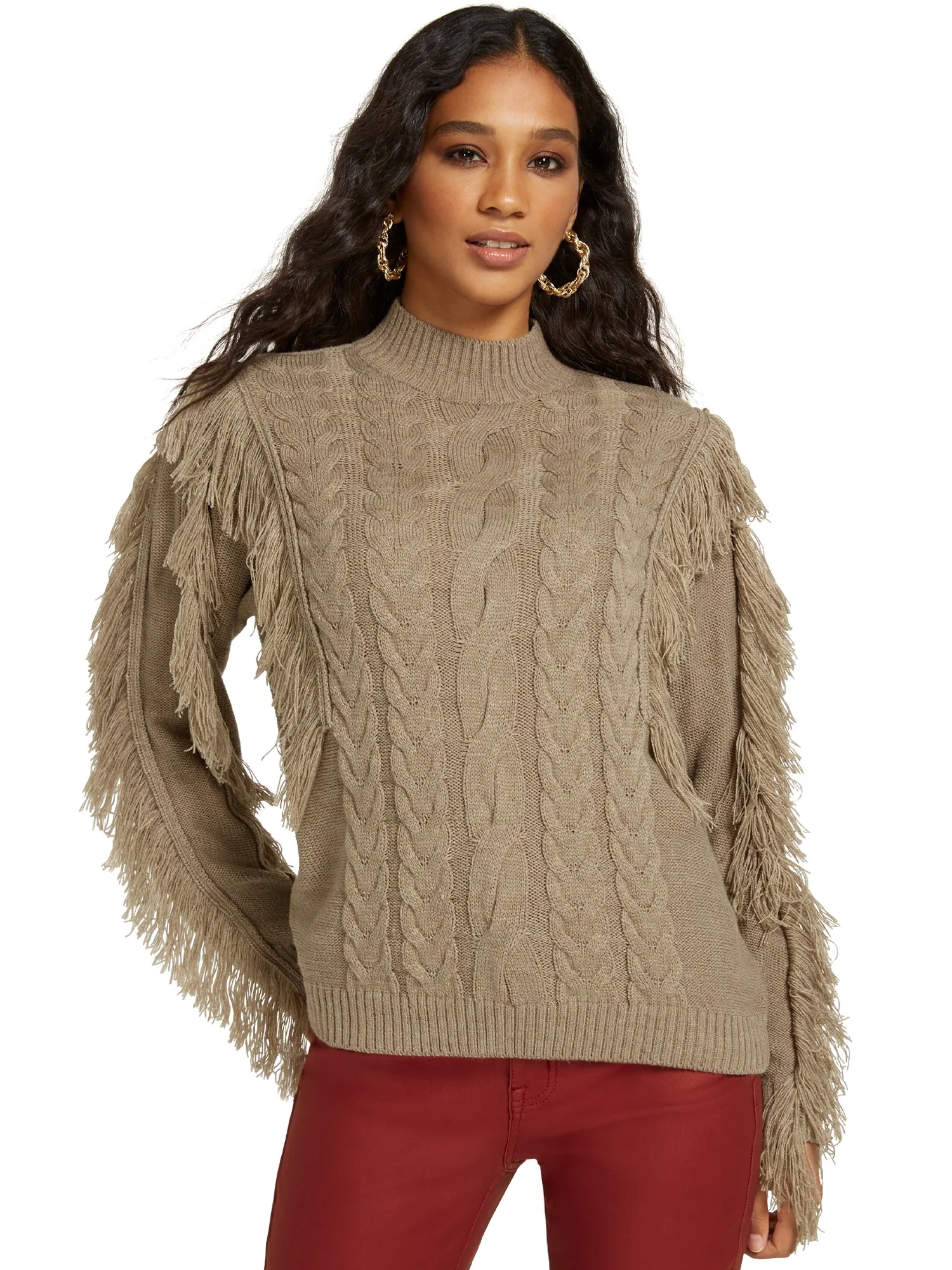 Fringe-Detail Mock-Neck Pullover Sweater - Image 5