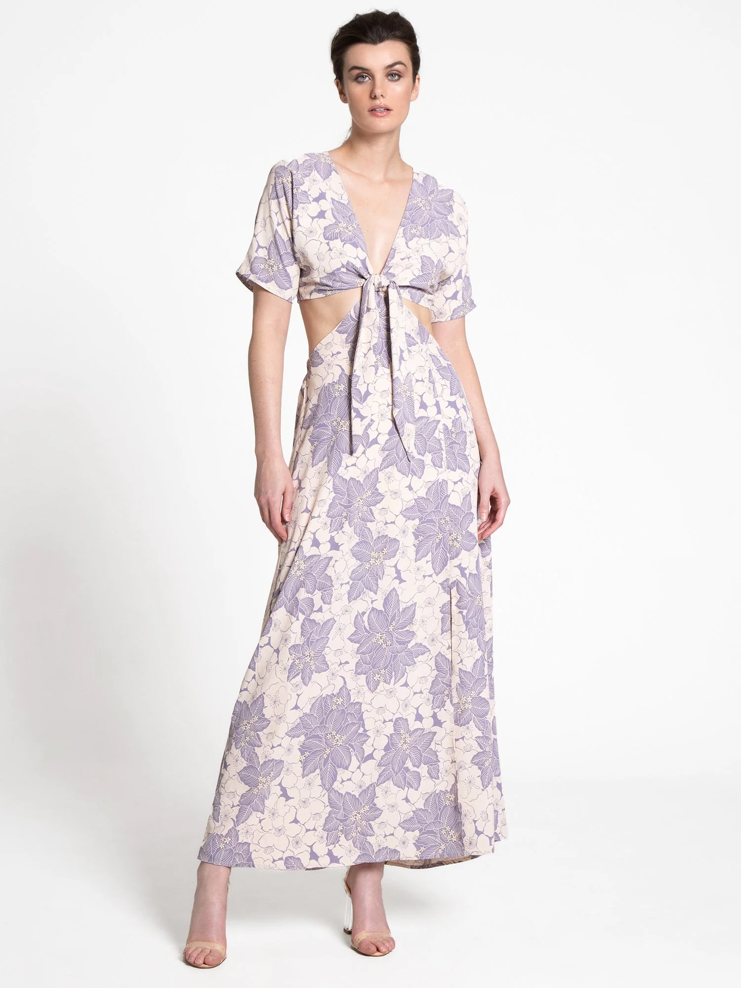 Fore Collection Front-Tie Cut Out Floral Short Sleeve Maxi Dress - Brands We Love - Image 2