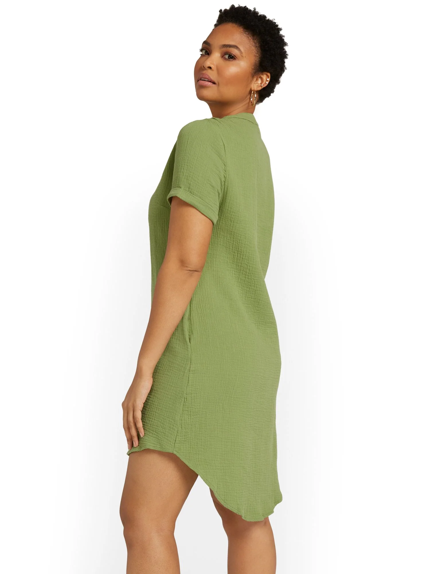 Gauze Split-Neck Dress - Image 2