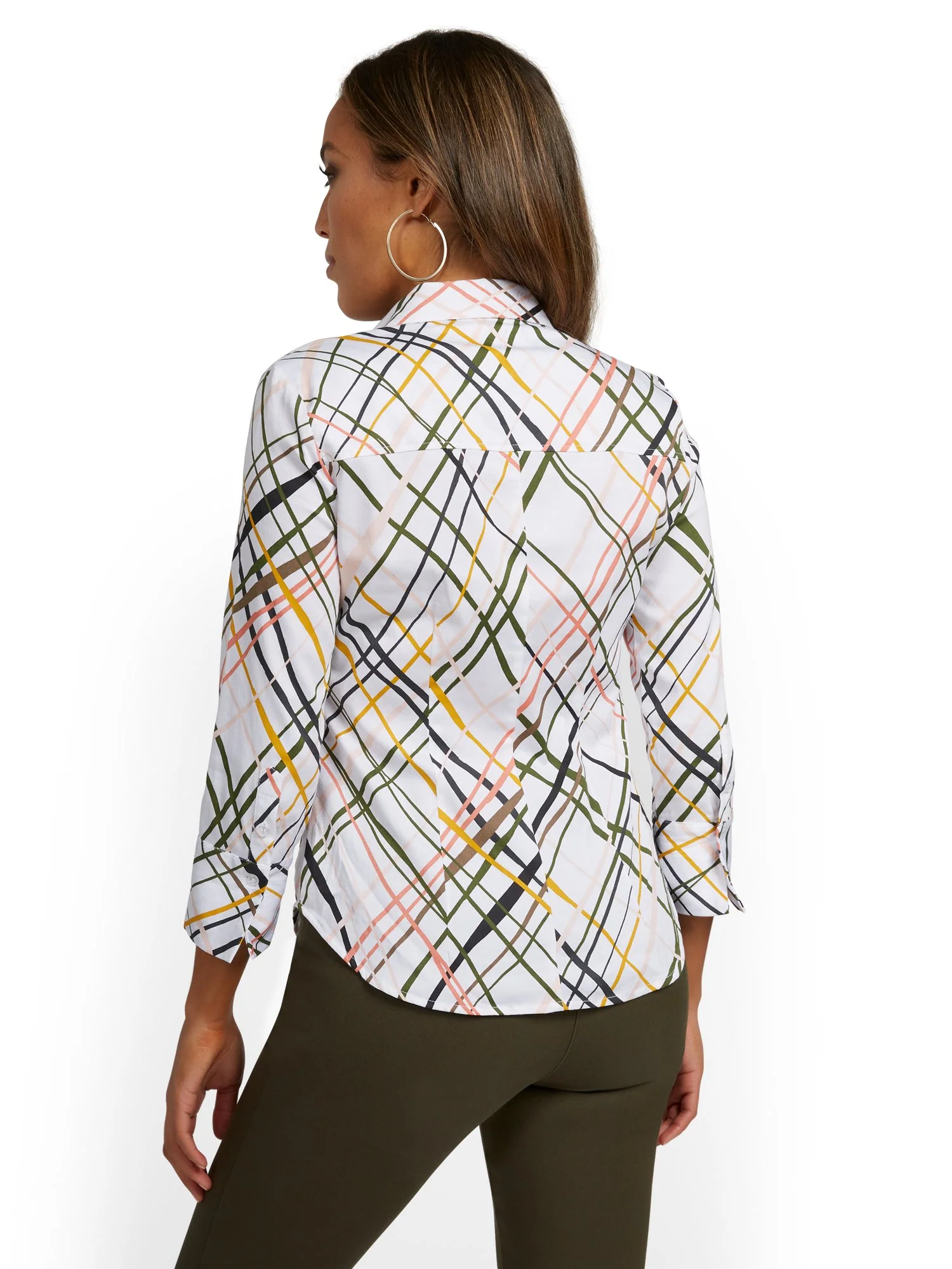 Geo-Print Madison Stretch Shirt - Secret Snap - 7th Avenue - Image 3