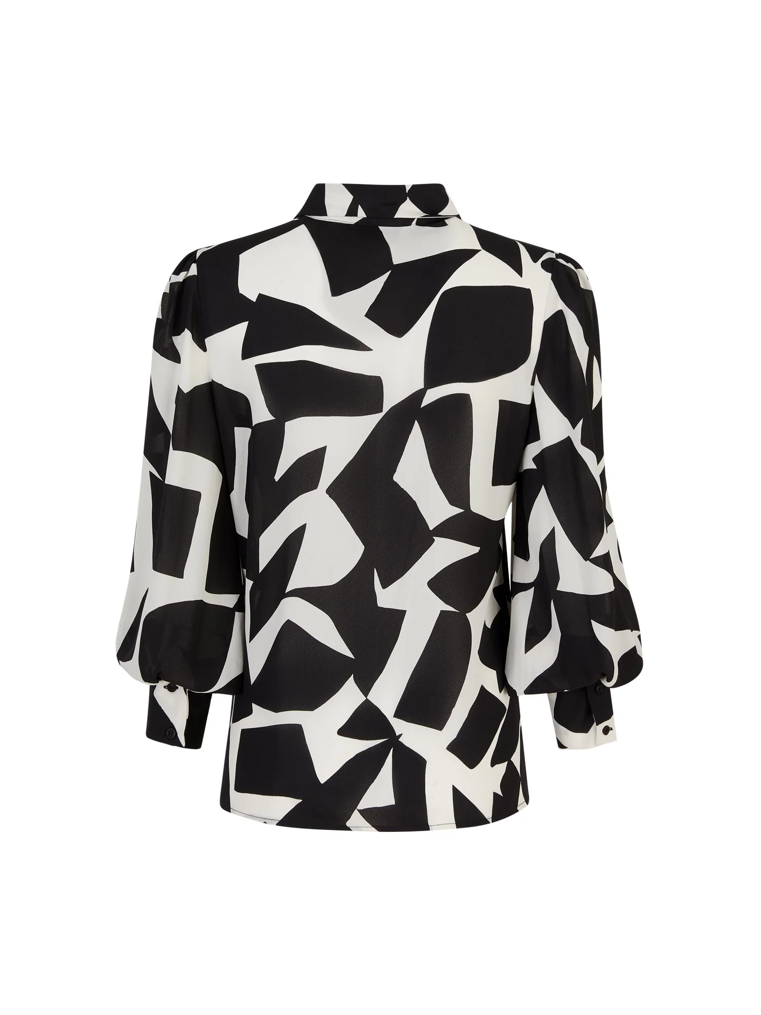Geometric-Print Balloon-Sleeve Blouse - The NY&C Legacy Collection - Image 3