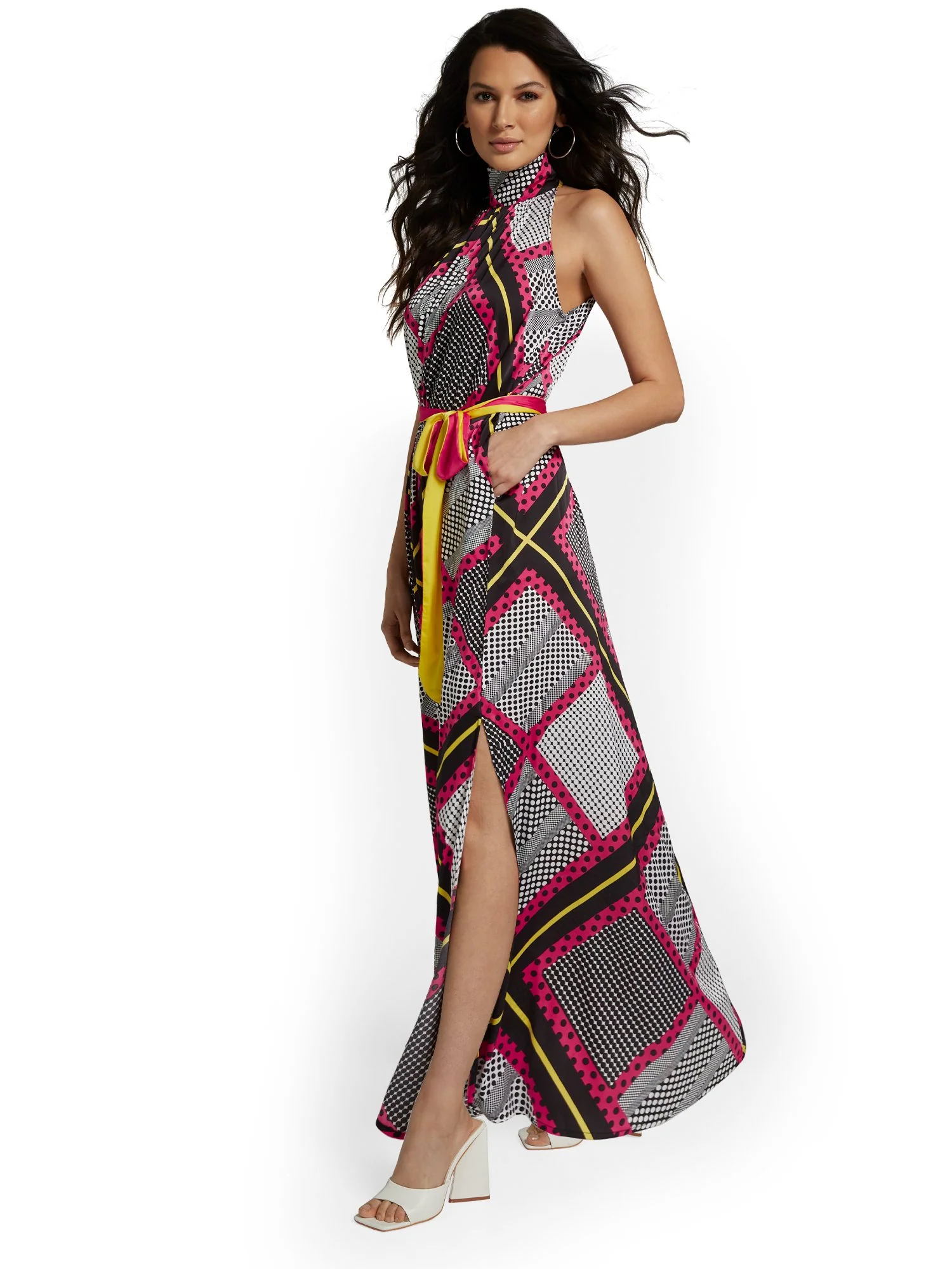Geometric-Print Halterneck Maxi Dress - Image 4